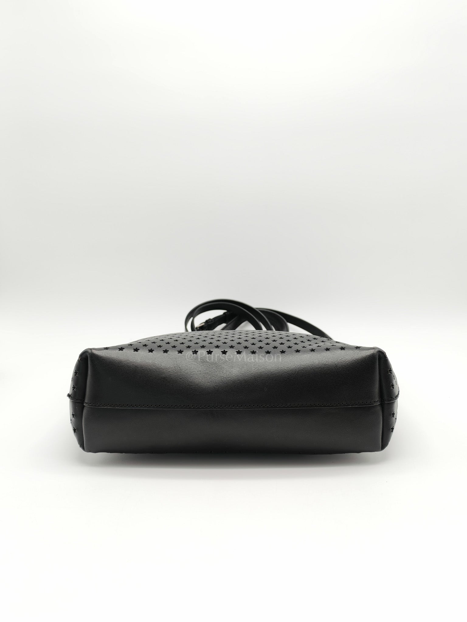 Perforated Star in Black Calfskin Leather Crossbody Bag