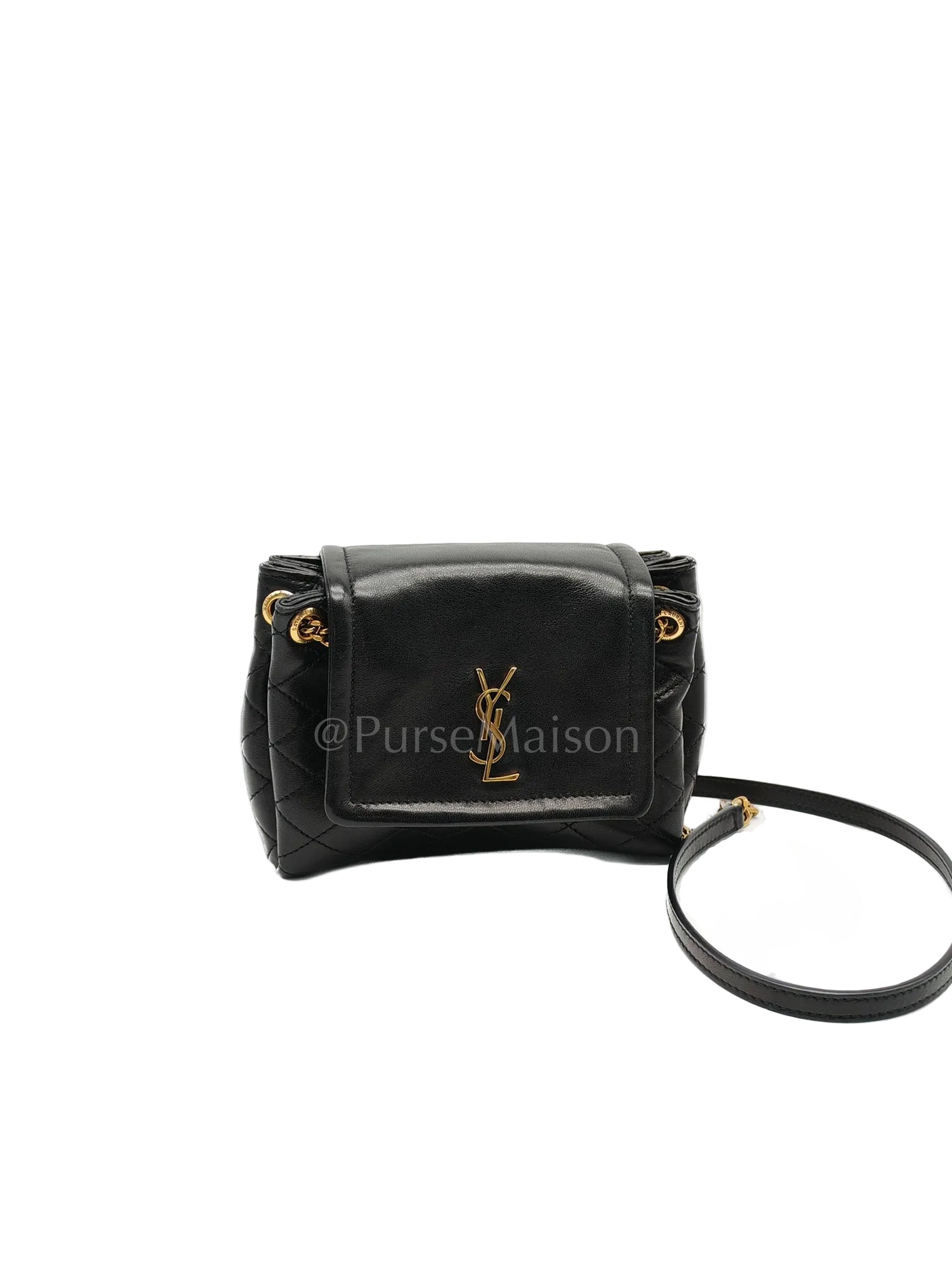 Mini Nolita Crossbody Bag in Black Agneau Leather Gold Hardware