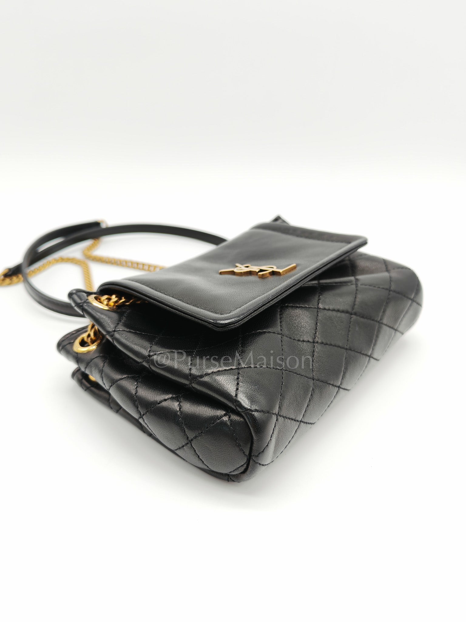 Mini Nolita Crossbody Bag in Black Agneau Leather Gold Hardware