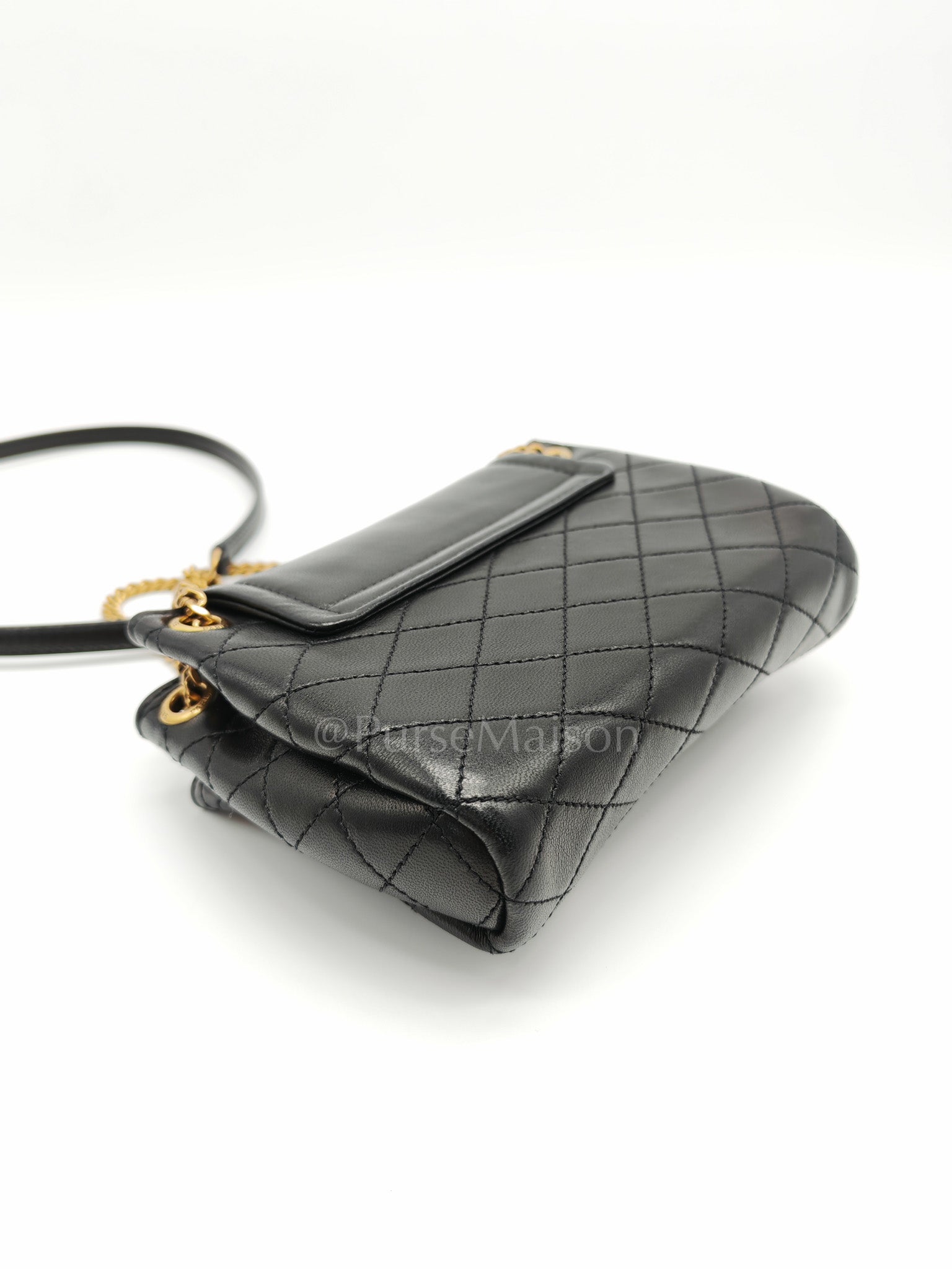 Mini Nolita Crossbody Bag in Black Agneau Leather Gold Hardware