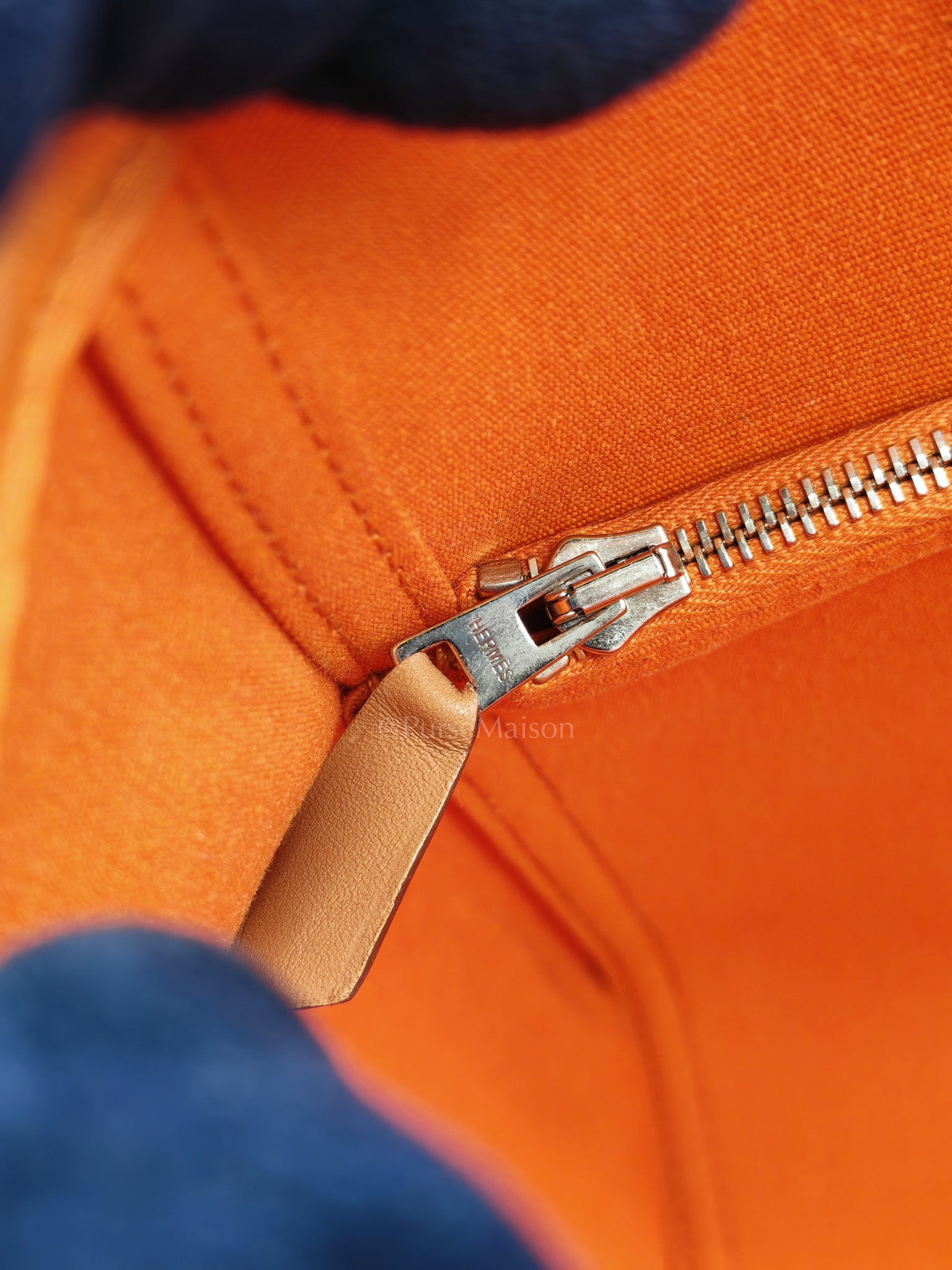 Cabag 32 Tote Bag in Orange Elan & Palladium Hardware Stamp Square P (2012) | Purse Maison Luxury Bags Shop