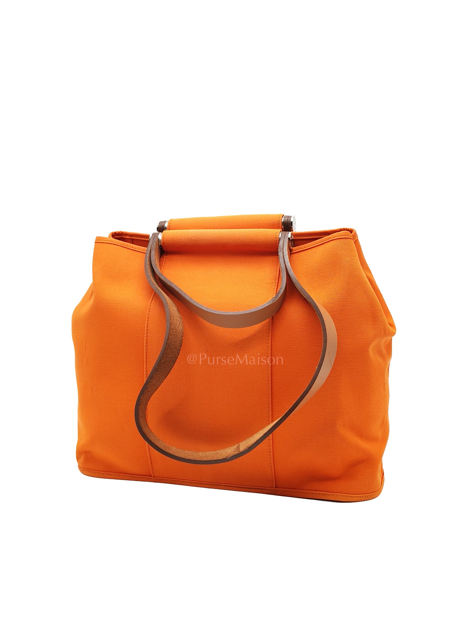 Cabag 32 Tote Bag in Orange Elan & Palladium Hardware Stamp Square P (2012) | Purse Maison Luxury Bags Shop