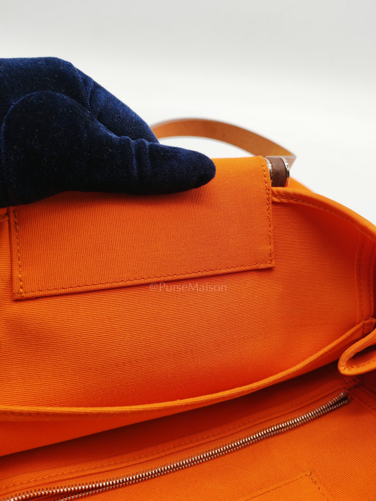 Cabag 32 Tote Bag in Orange Elan & Palladium Hardware Stamp Square P (2012) | Purse Maison Luxury Bags Shop