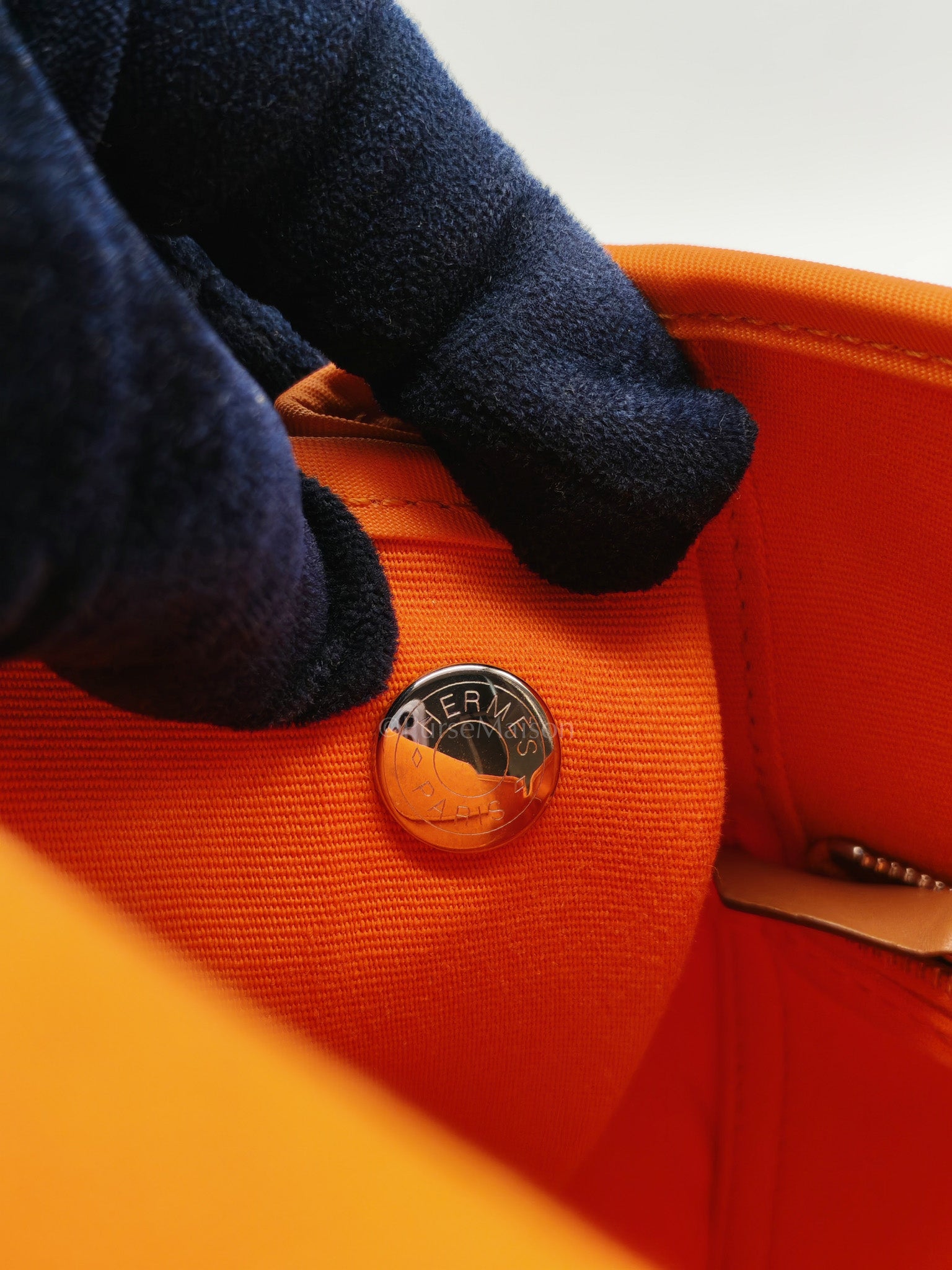 Cabag 32 Tote Bag in Orange Elan & Palladium Hardware Stamp Square P (2012) | Purse Maison Luxury Bags Shop