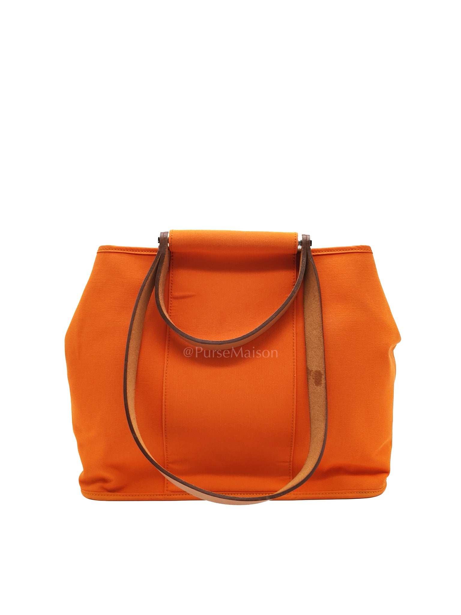 Cabag 32 Tote Bag in Orange Elan & Palladium Hardware Stamp Square P (2012) | Purse Maison Luxury Bags Shop