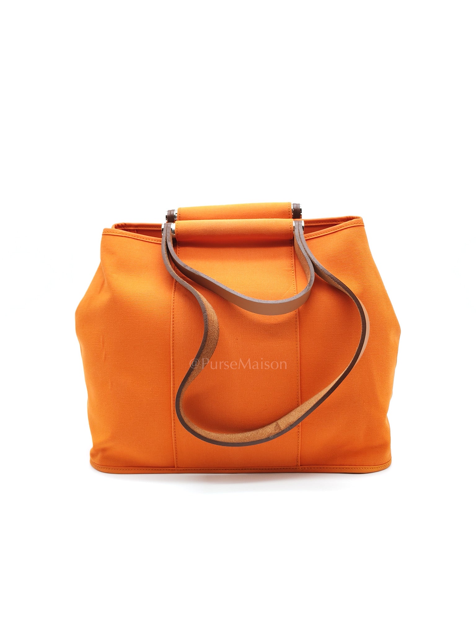 Cabag 32 Tote Bag in Orange Elan & Palladium Hardware Stamp Square P (2012) | Purse Maison Luxury Bags Shop