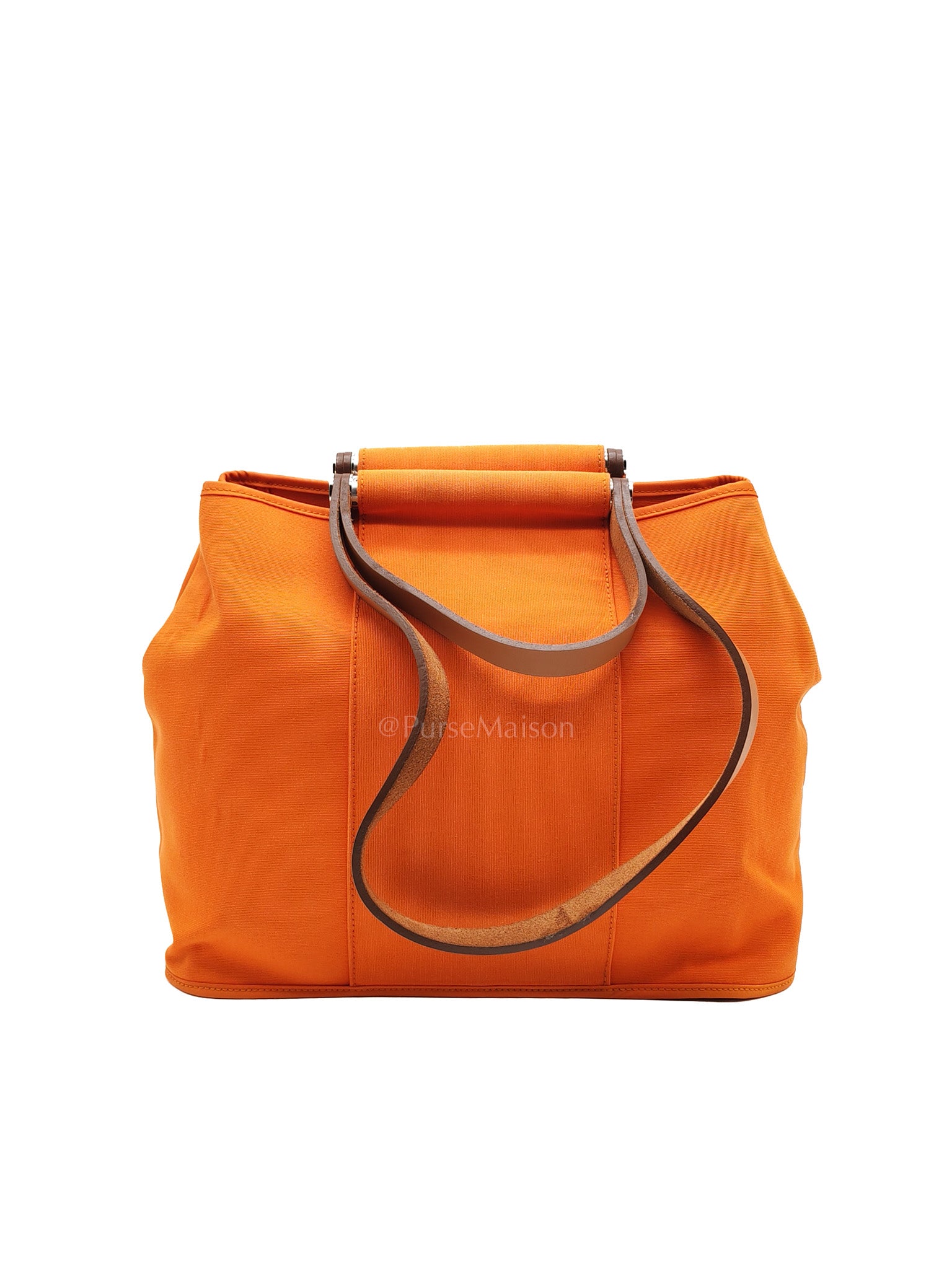 Cabag 32 Tote Bag in Orange Elan & Palladium Hardware Stamp Square P (2012) | Purse Maison Luxury Bags Shop
