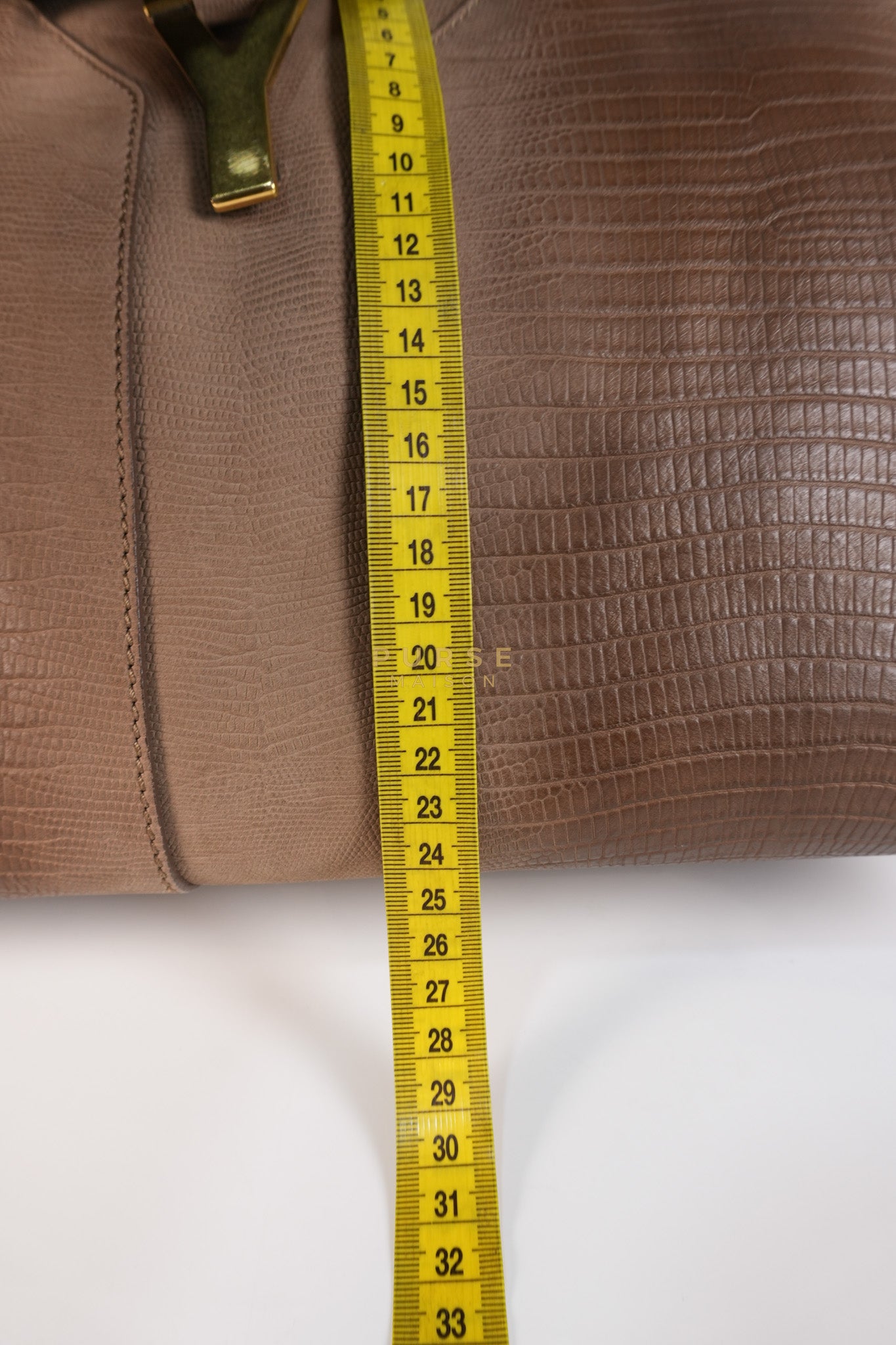 Cabas Chyc Tote Bag in Brown Lizard-Embossed Calfskin Leather & Gold Hardware | Purse Maison Luxury Bags Shop