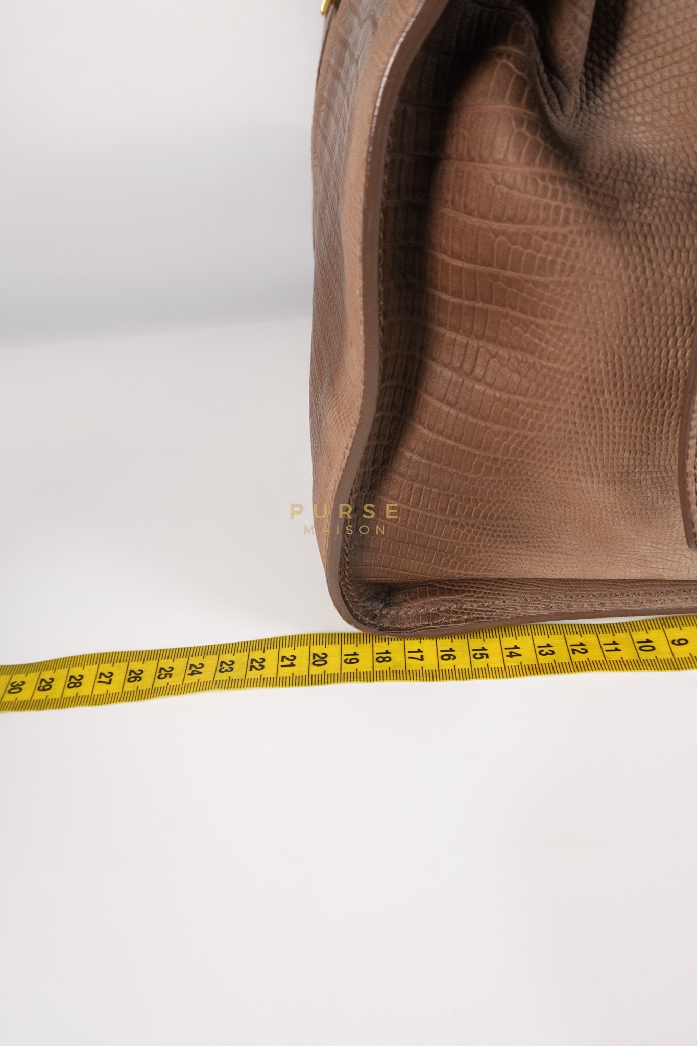 Cabas Chyc Tote Bag in Brown Lizard-Embossed Calfskin Leather & Gold Hardware | Purse Maison Luxury Bags Shop