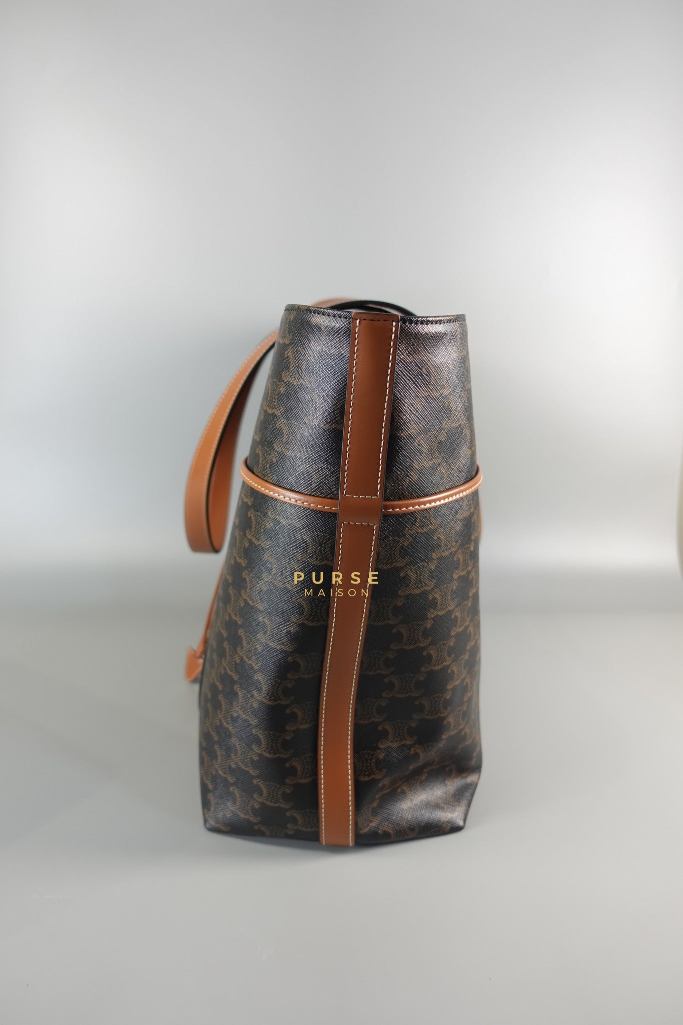 Cabas Drawstring in Triomphe Canvas and Calfskin Leather | Purse Maison Luxury Bags Shop