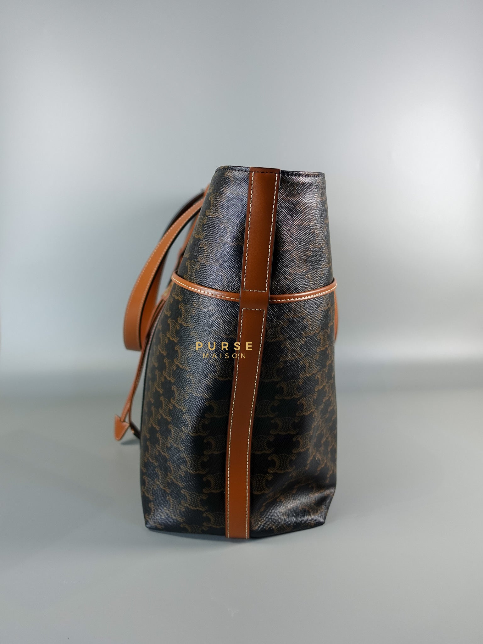 Cabas Drawstring in Triomphe Canvas and Calfskin Leather | Purse Maison Luxury Bags Shop