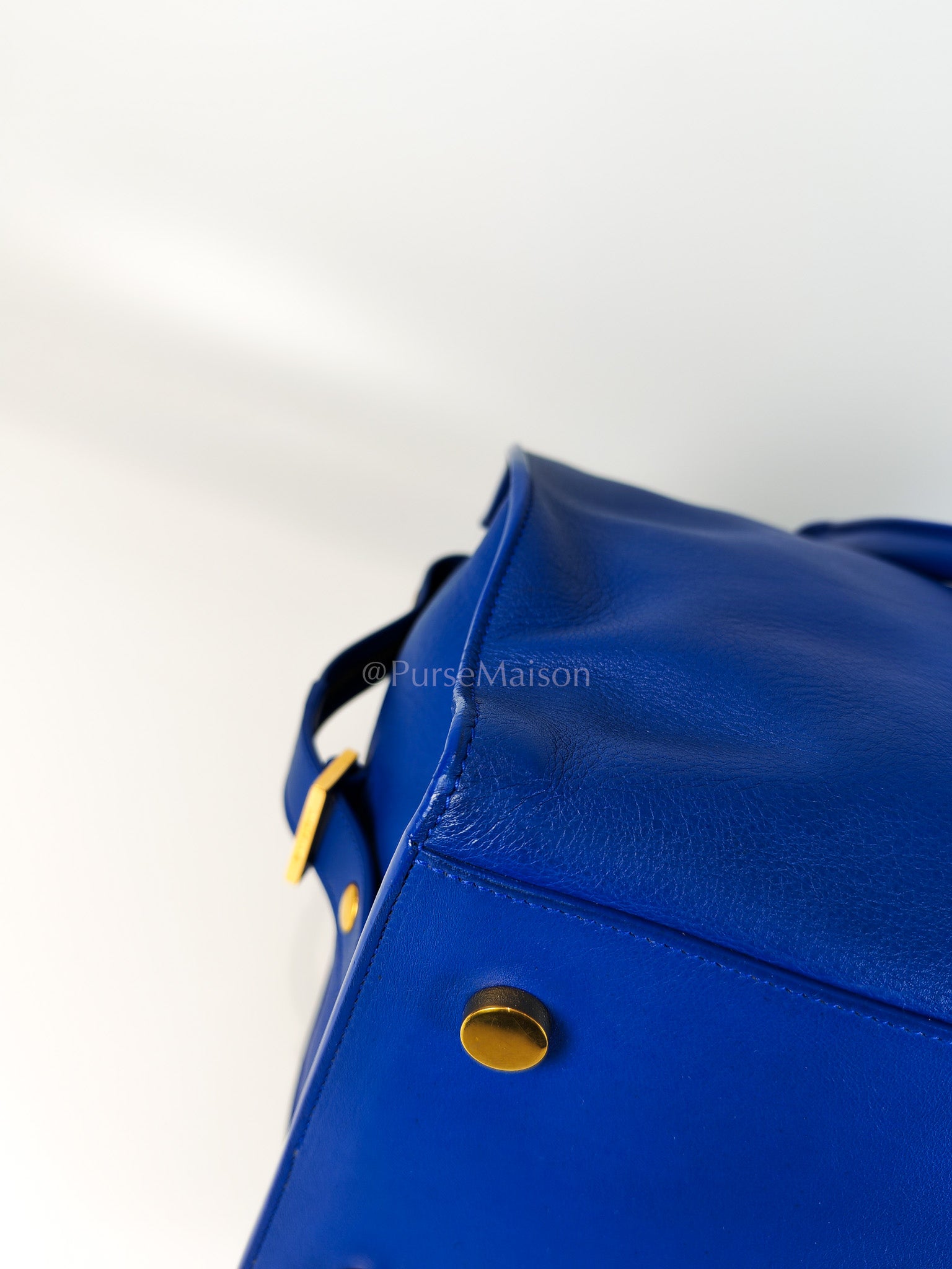Cabas Handbag Large in Blue Calfskin Leather | Purse Maison Luxury Bags Shop
