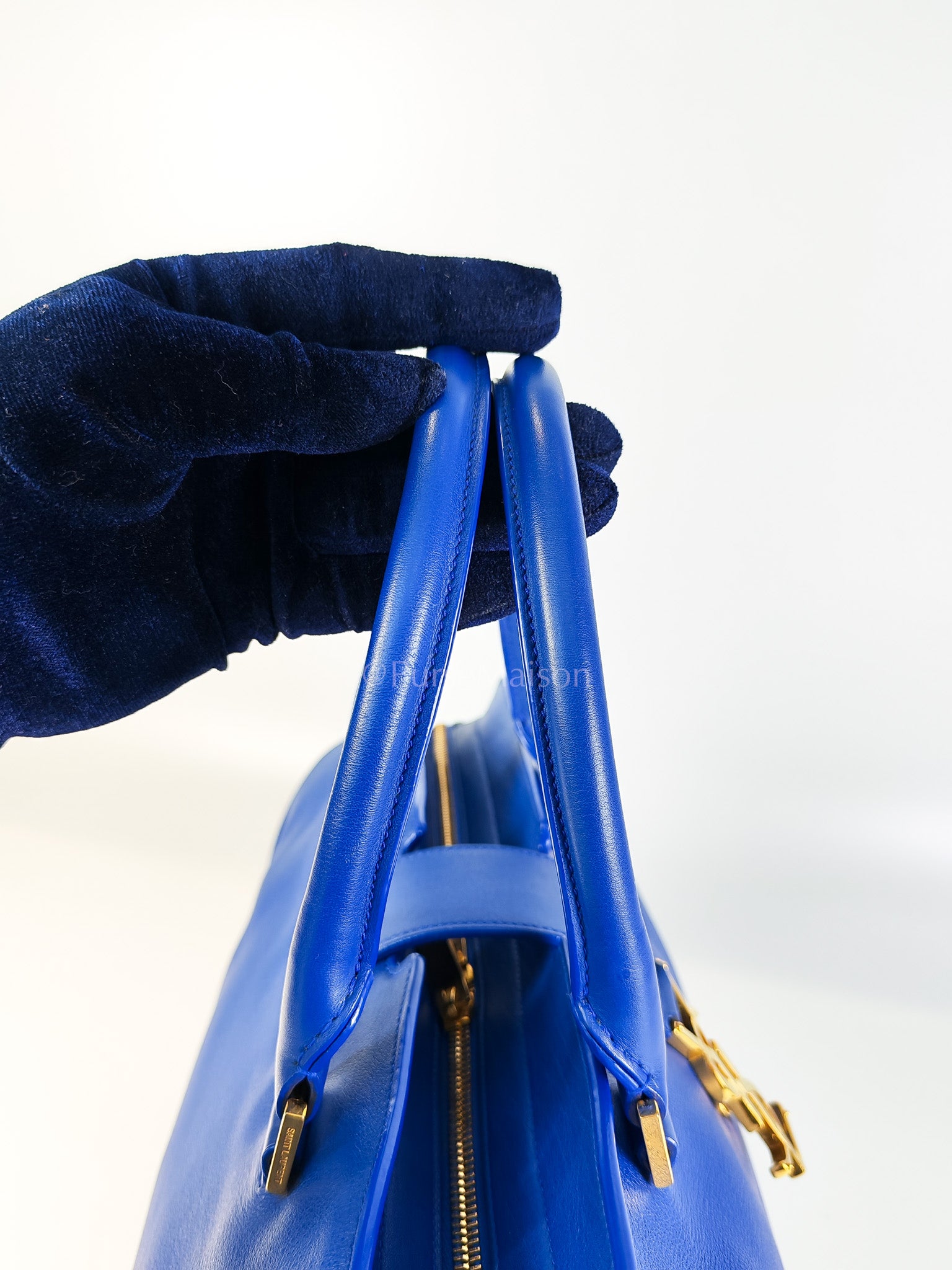 Cabas Handbag Large in Blue Calfskin Leather | Purse Maison Luxury Bags Shop