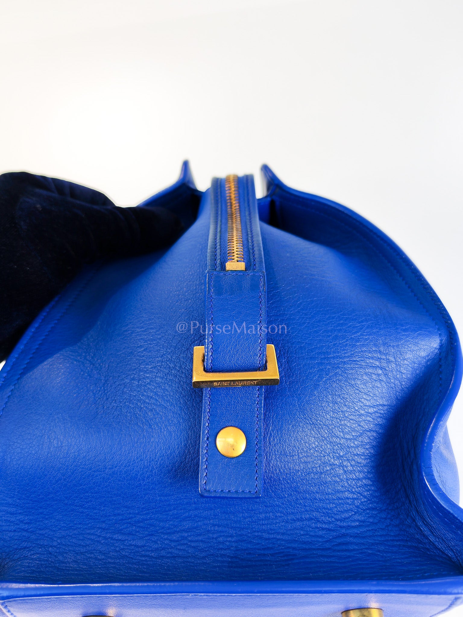 Cabas Handbag Large in Blue Calfskin Leather | Purse Maison Luxury Bags Shop