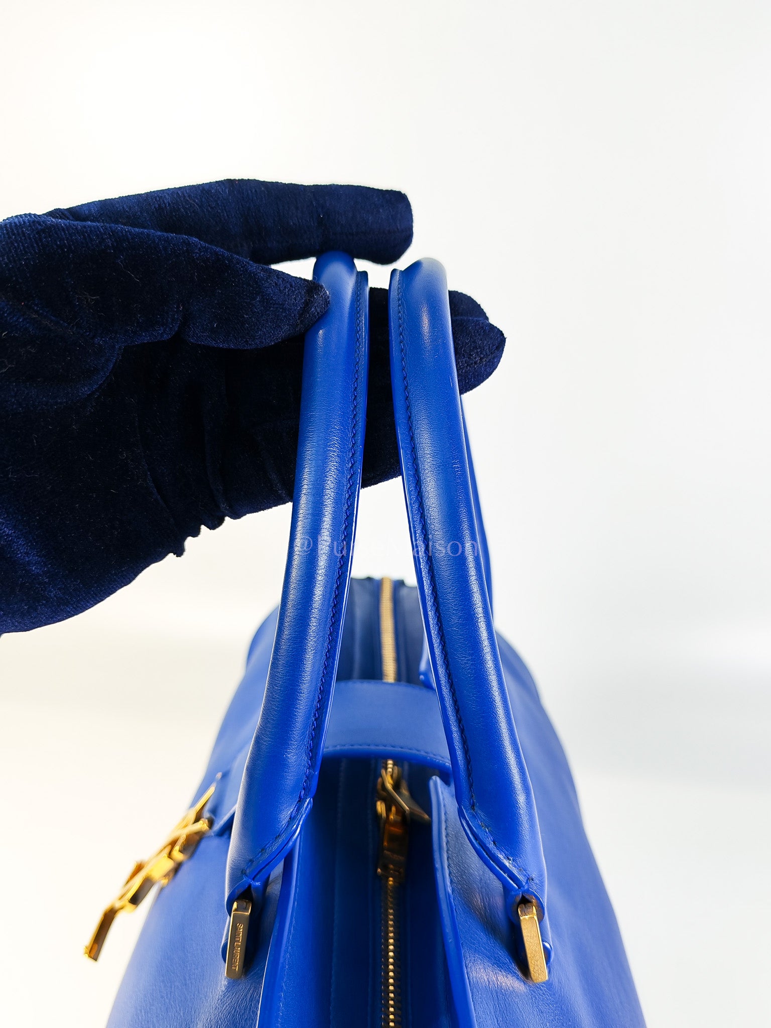 Cabas Handbag Large in Blue Calfskin Leather | Purse Maison Luxury Bags Shop