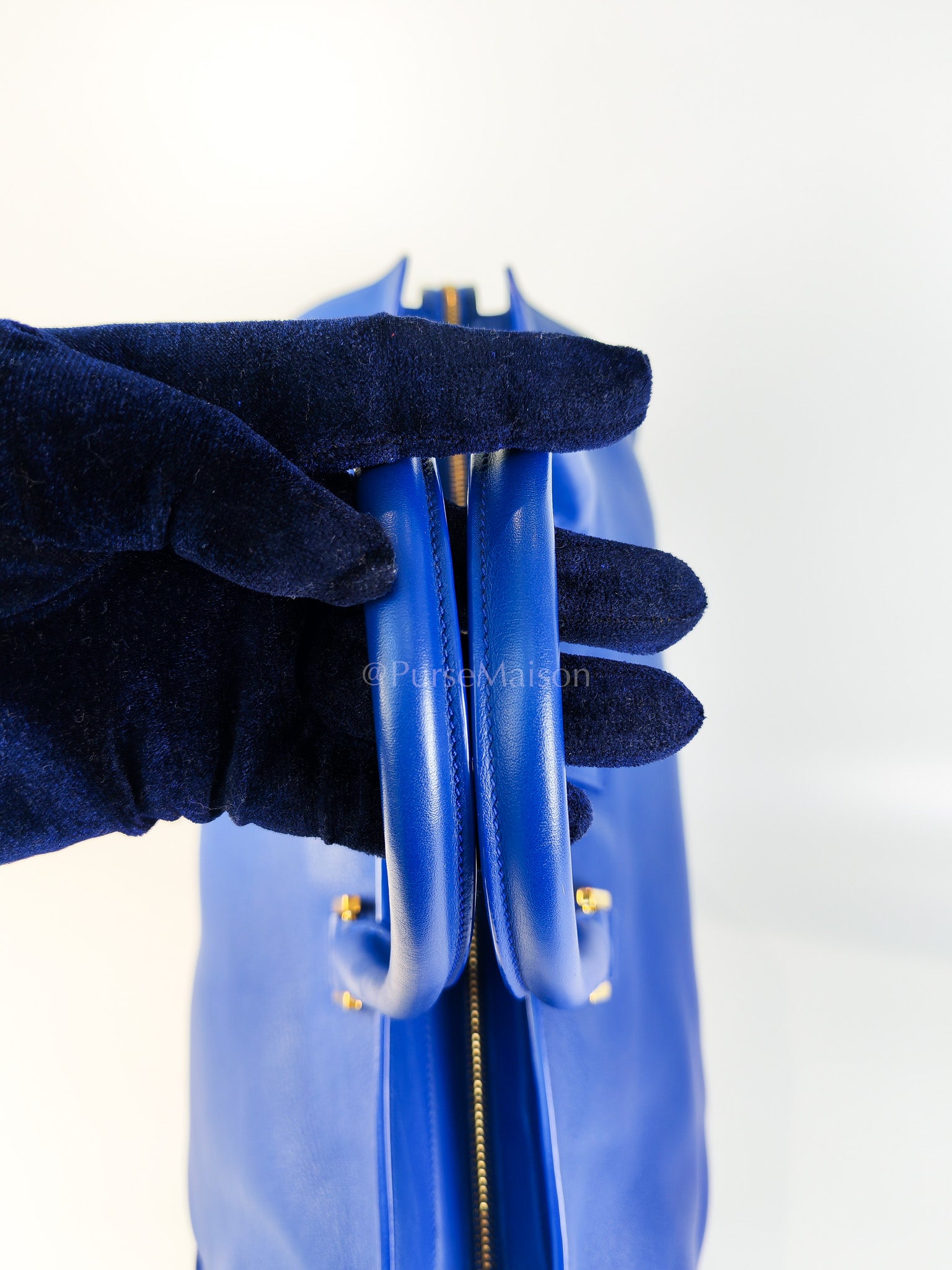 Cabas Handbag Large in Blue Calfskin Leather | Purse Maison Luxury Bags Shop