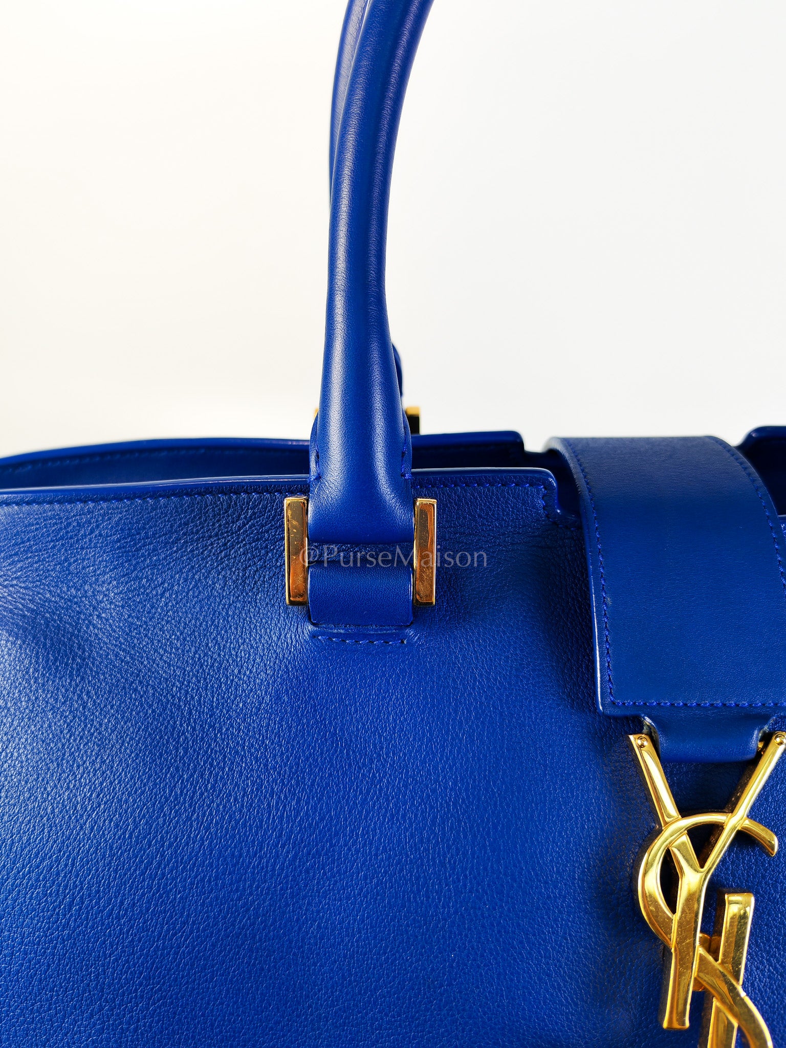 Cabas Handbag Large in Blue Calfskin Leather | Purse Maison Luxury Bags Shop