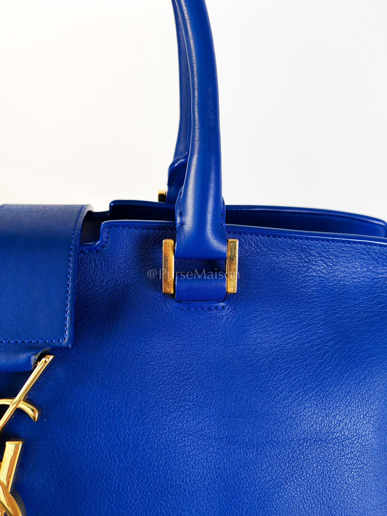 Cabas Handbag Large in Blue Calfskin Leather | Purse Maison Luxury Bags Shop