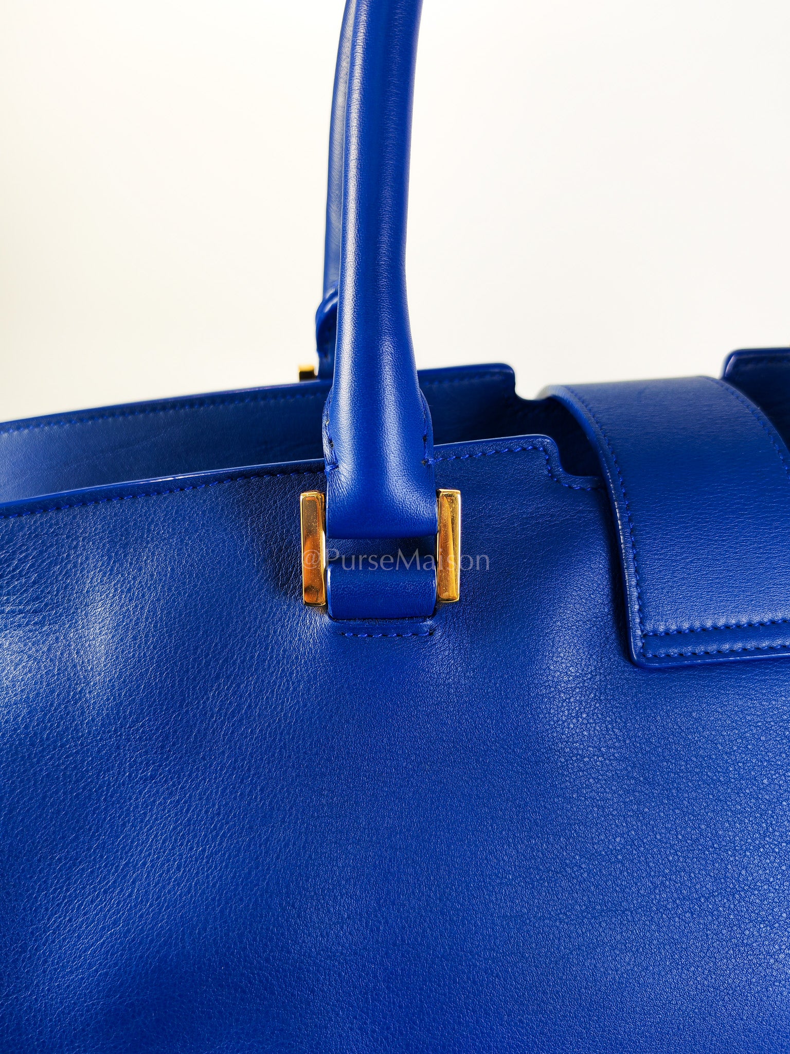 Cabas Handbag Large in Blue Calfskin Leather | Purse Maison Luxury Bags Shop