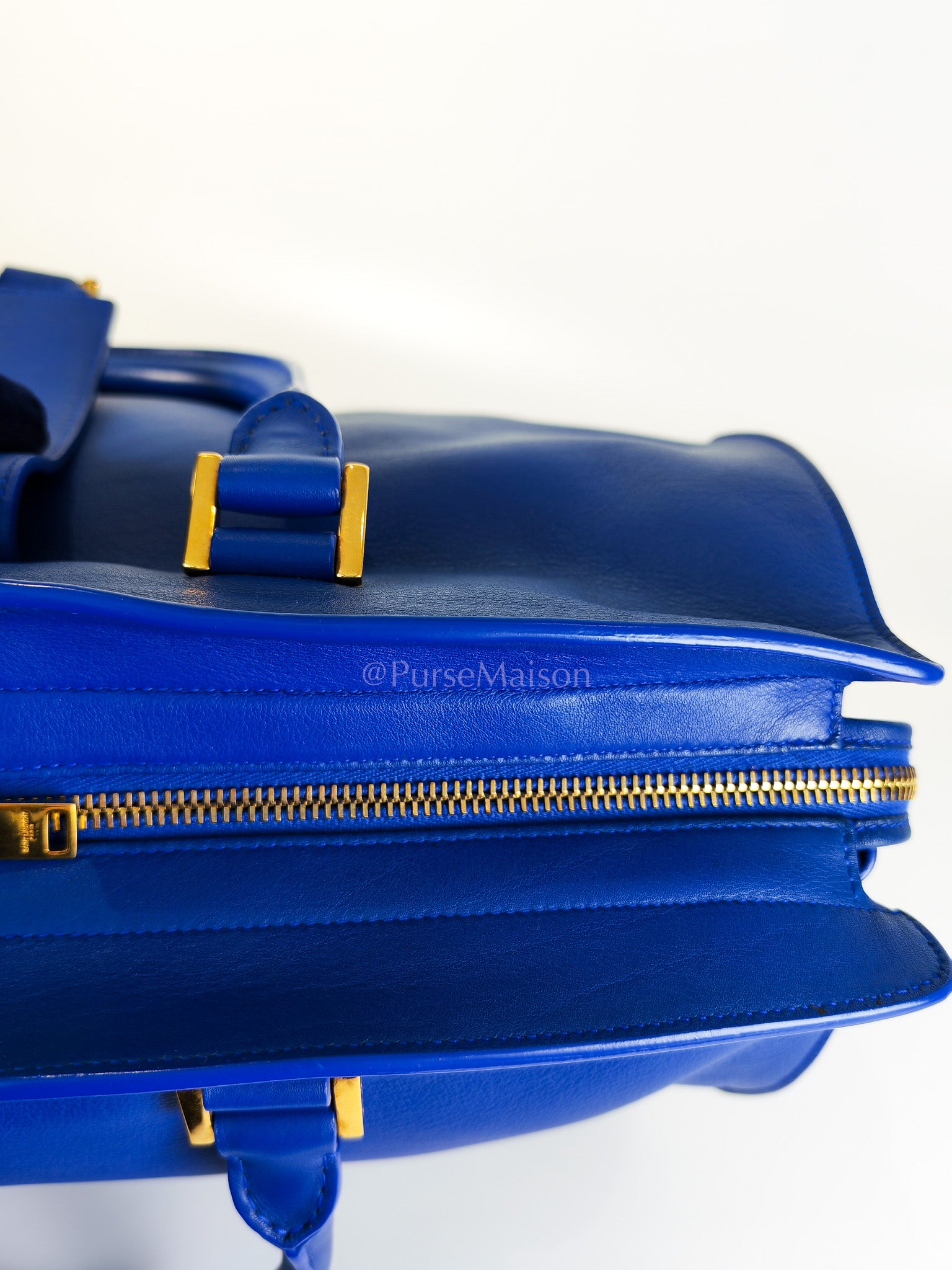 Cabas Handbag Large in Blue Calfskin Leather | Purse Maison Luxury Bags Shop