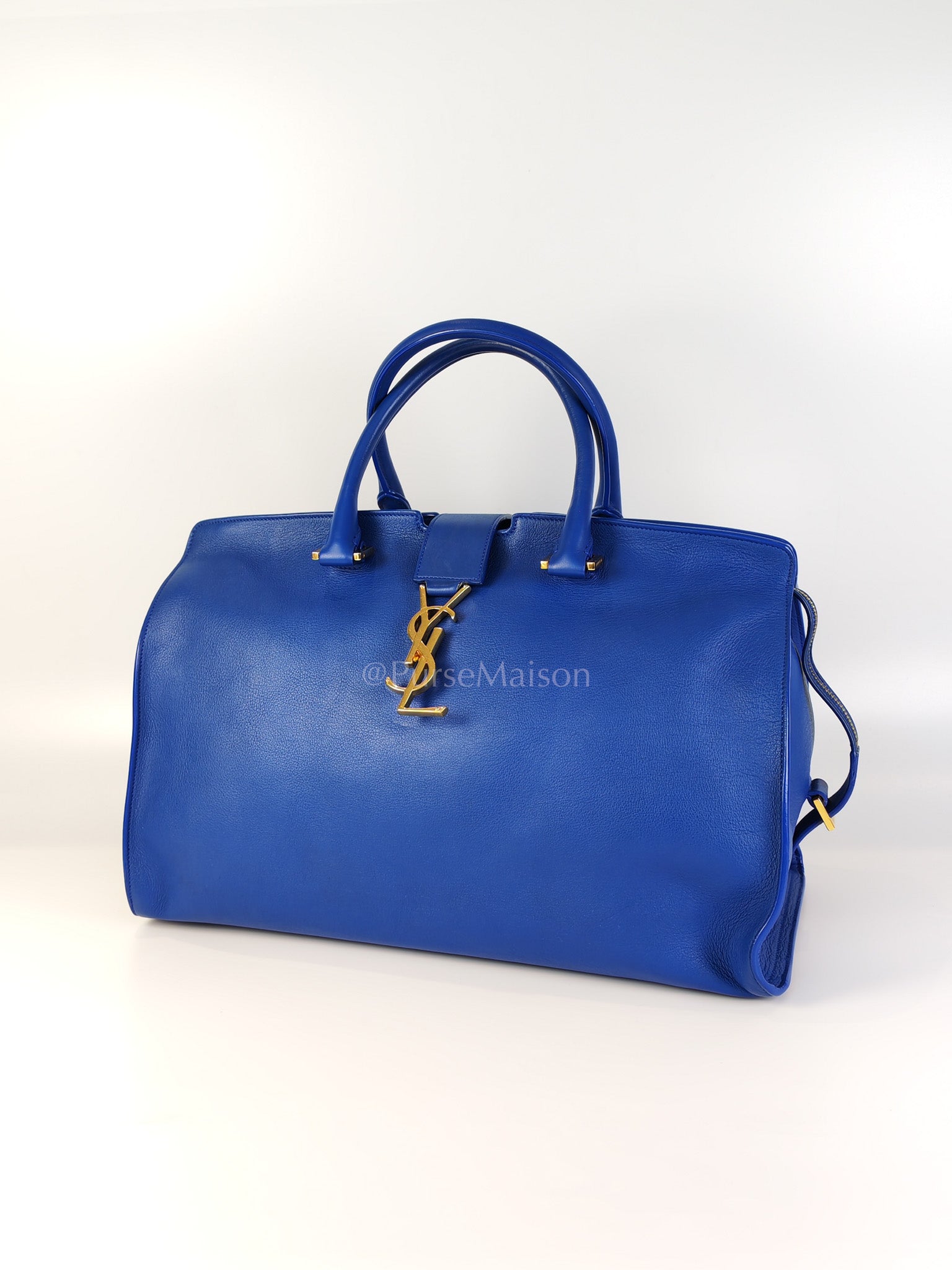 Cabas Handbag Large in Blue Calfskin Leather | Purse Maison Luxury Bags Shop