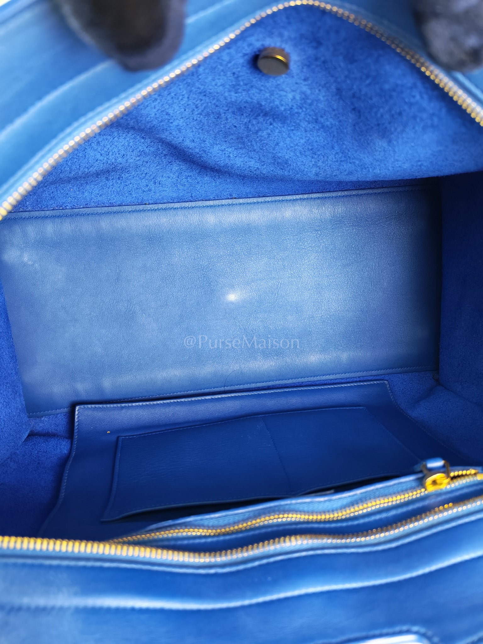 Cabas Handbag Large in Blue Calfskin Leather | Purse Maison Luxury Bags Shop