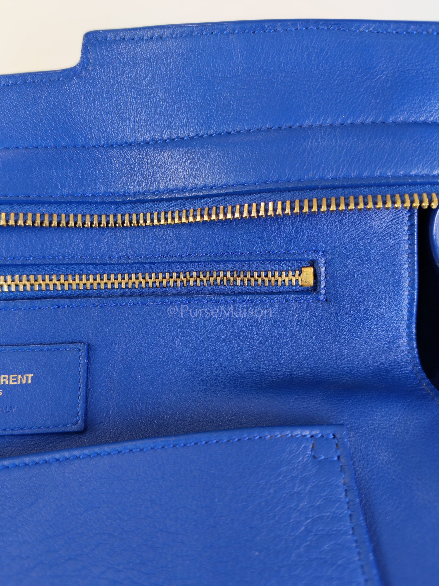 Cabas Handbag Large in Blue Calfskin Leather | Purse Maison Luxury Bags Shop