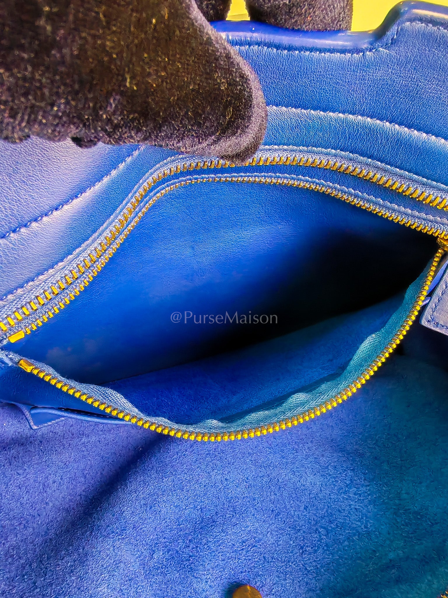 Cabas Handbag Large in Blue Calfskin Leather | Purse Maison Luxury Bags Shop