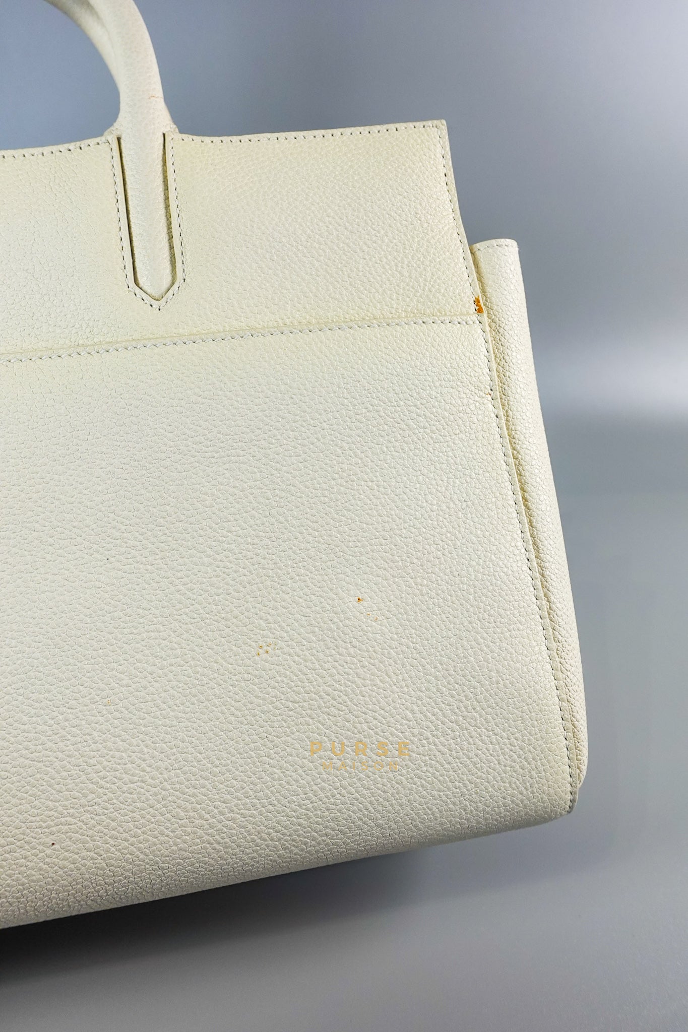 Cabas Rive Gauche White Leather Satchel Bag | Purse Maison Luxury Bags Shop