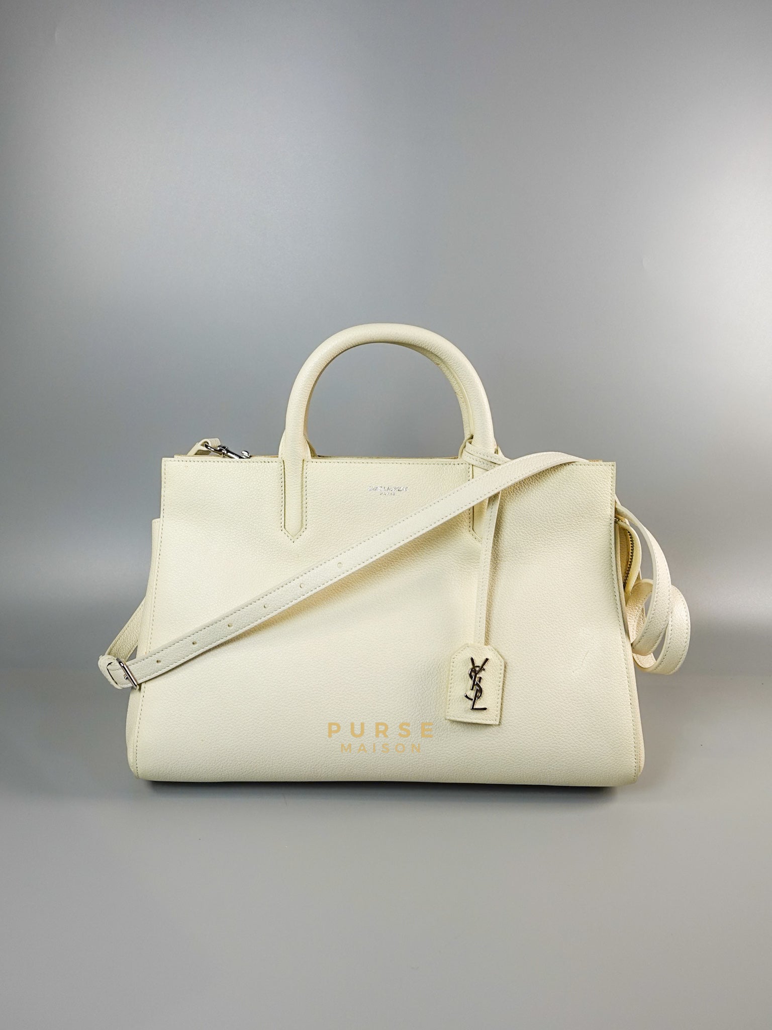 Cabas Rive Gauche White Leather Satchel Bag | Purse Maison Luxury Bags Shop