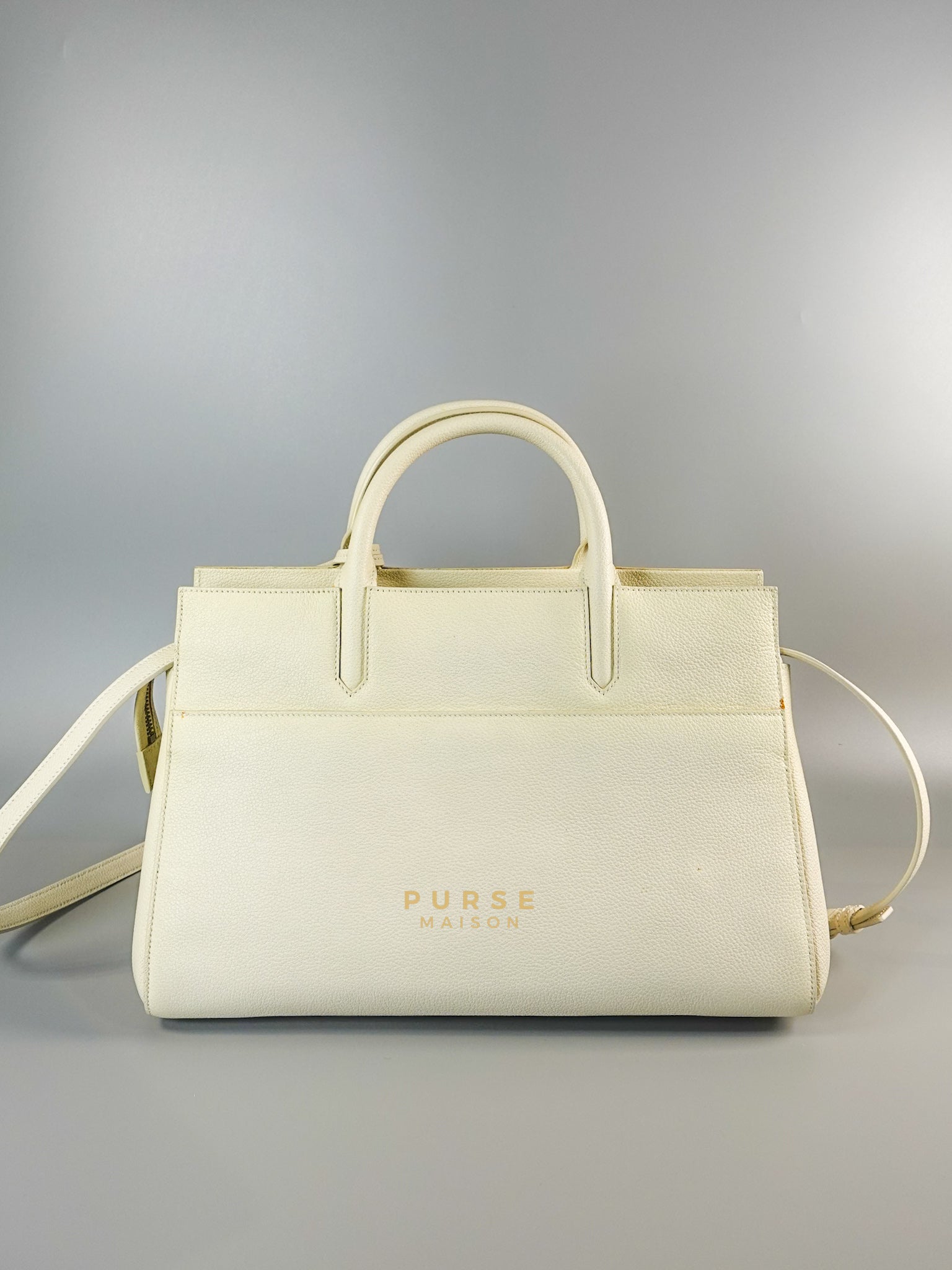 Cabas Rive Gauche White Leather Satchel Bag | Purse Maison Luxury Bags Shop