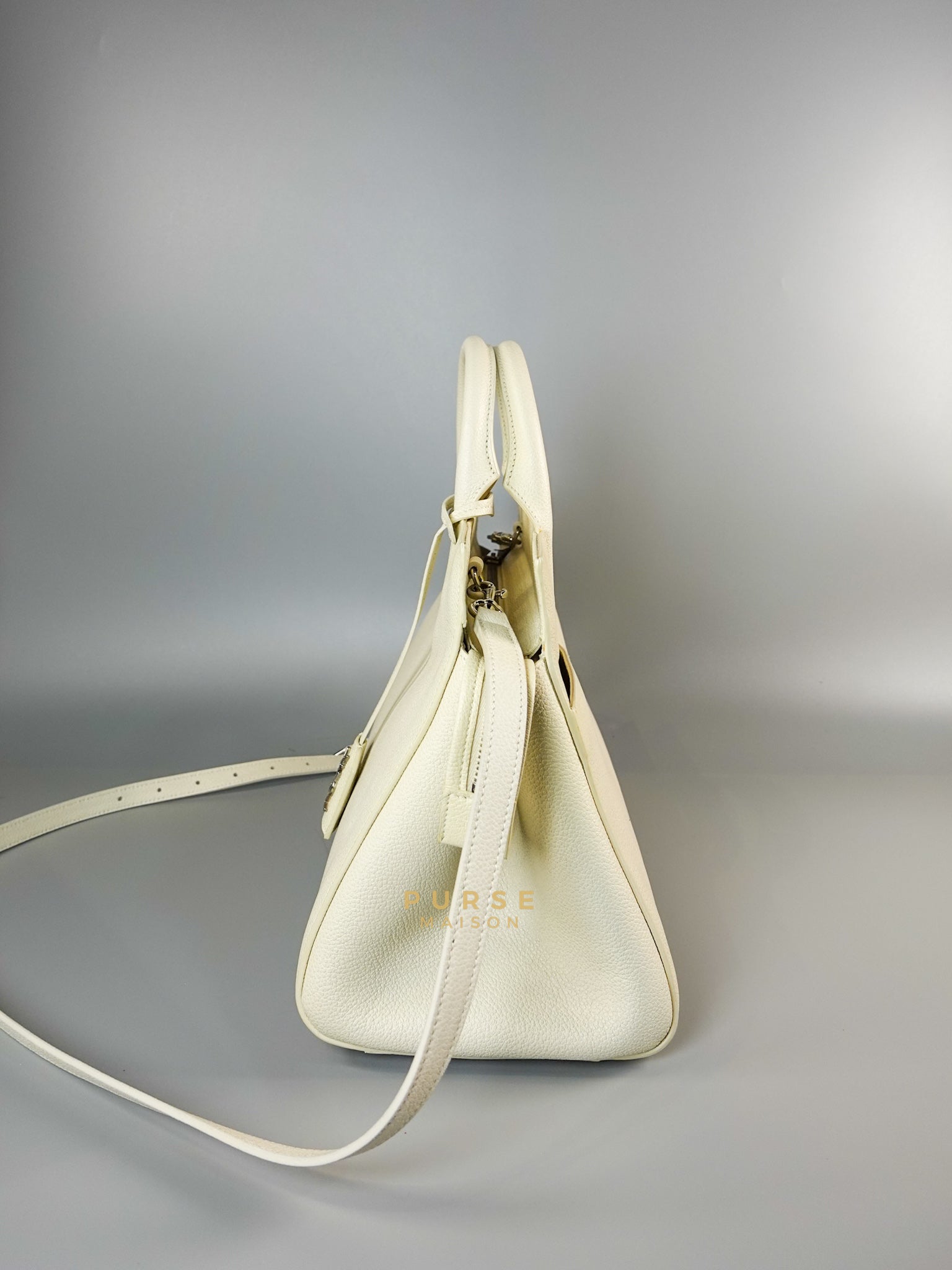 Cabas Rive Gauche White Leather Satchel Bag | Purse Maison Luxury Bags Shop