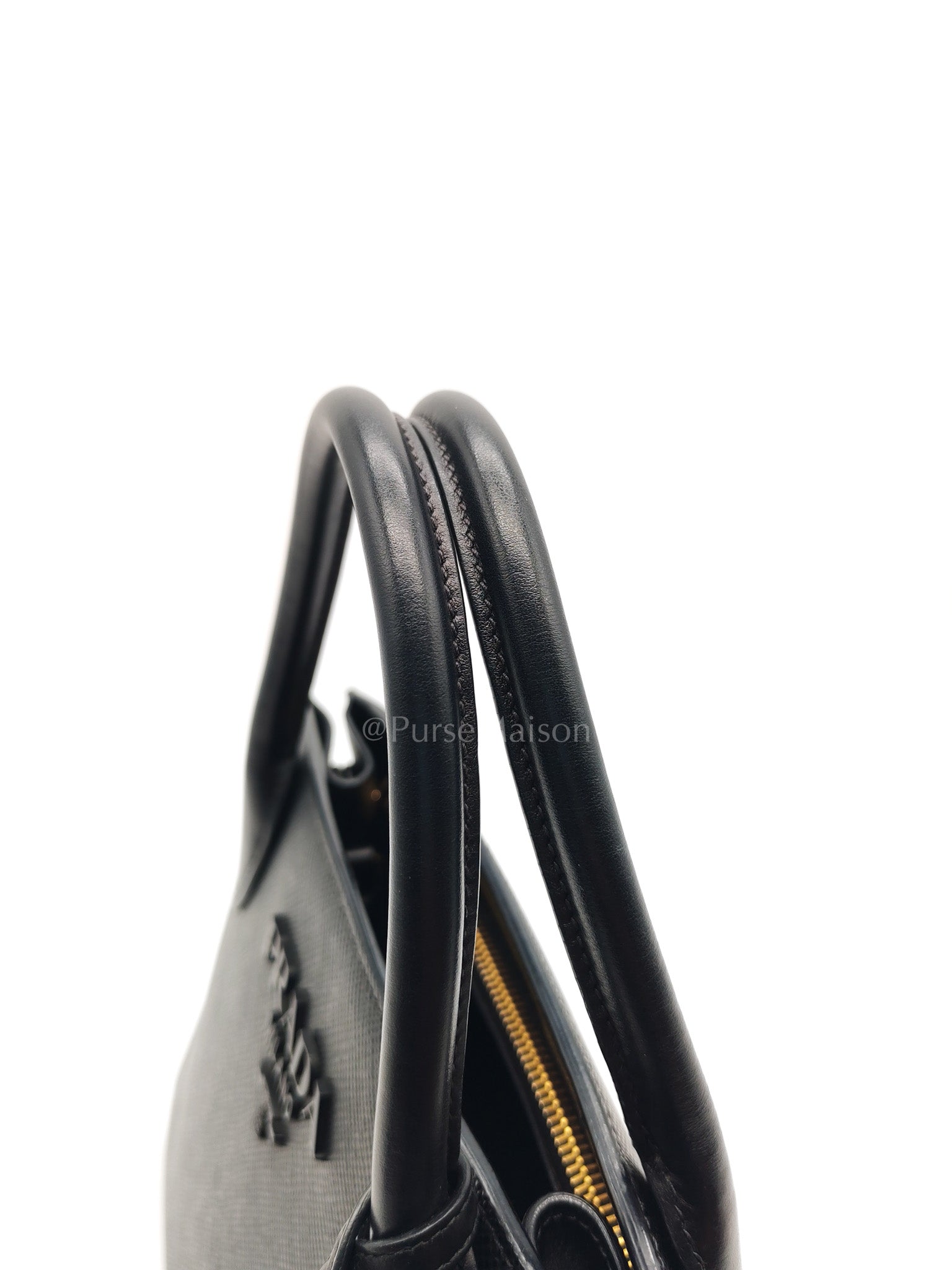 1BA156 Monochrome Bag Small in Black Saffiano Cuir Leater Gold Hardware