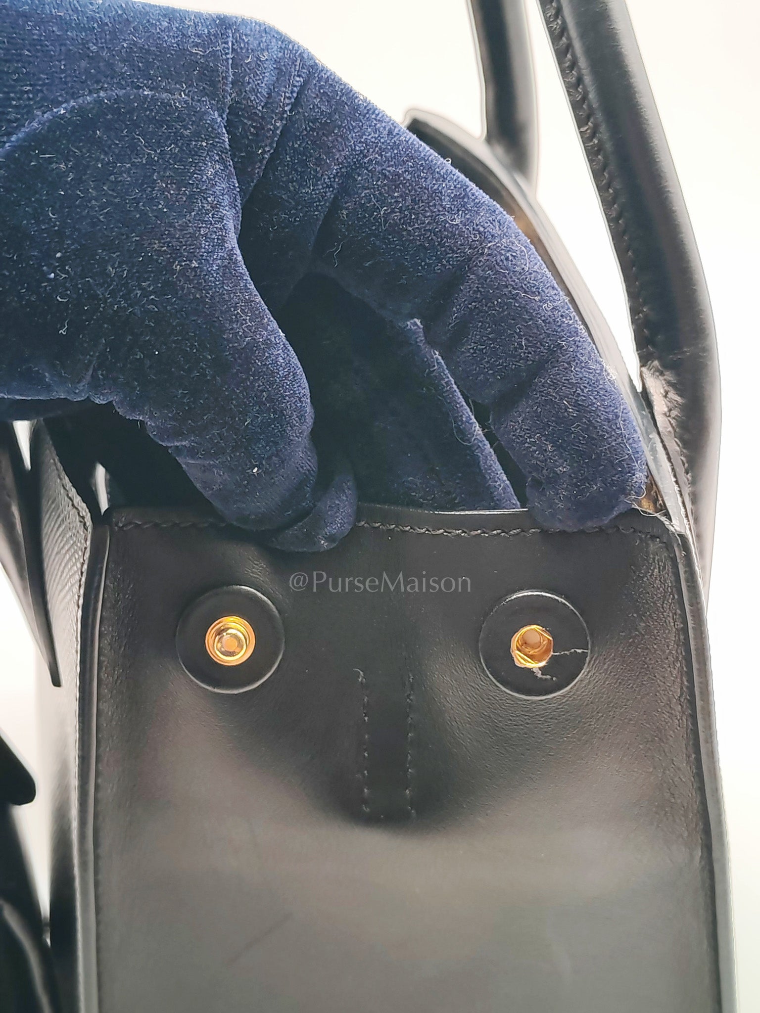 1BA156 Monochrome Bag Small in Black Saffiano Cuir Leater Gold Hardware