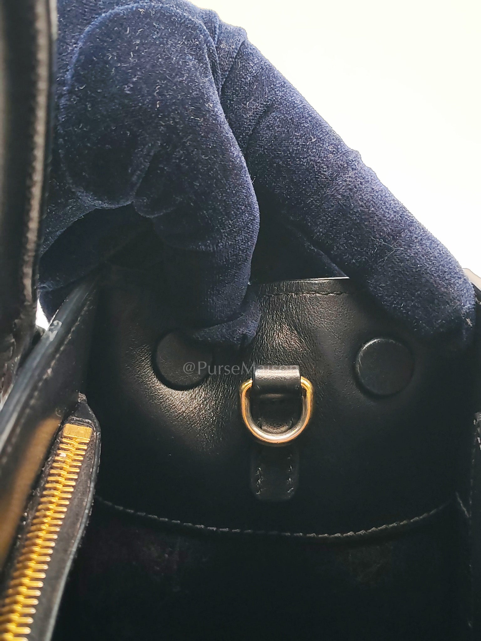 1BA156 Monochrome Bag Small in Black Saffiano Cuir Leater Gold Hardware