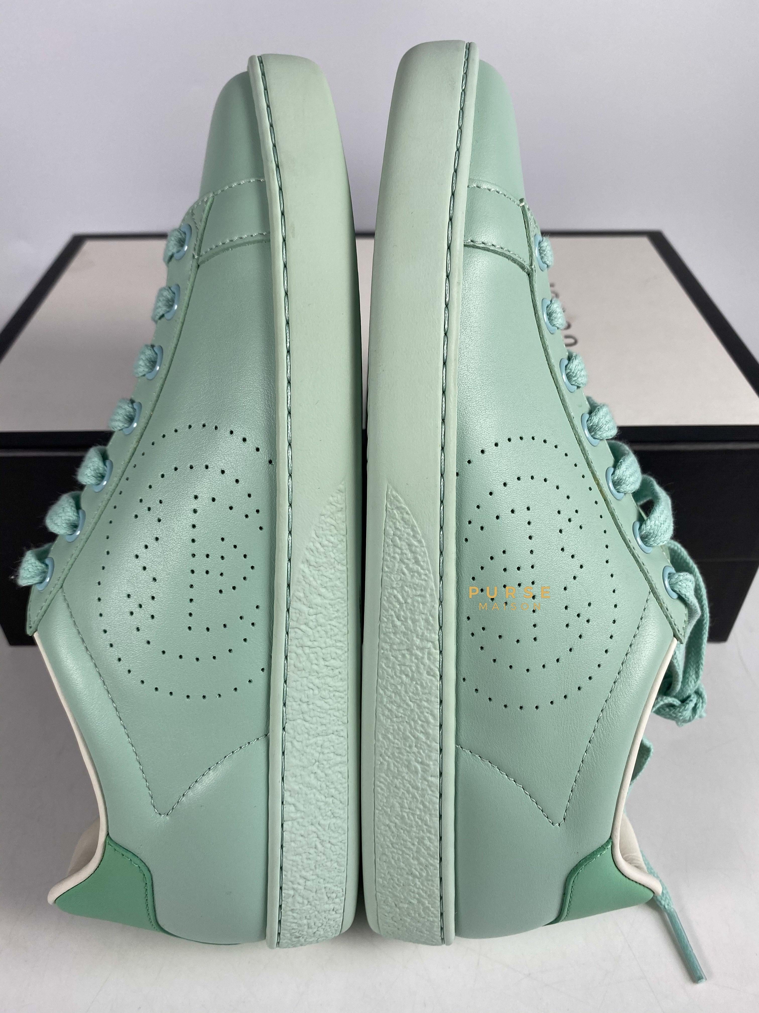 Gucci Calfskin Interlocking G Perforated Ace Sneakers (Water Green) Size 37 (25cm) | Purse Maison Luxury Bags Shop