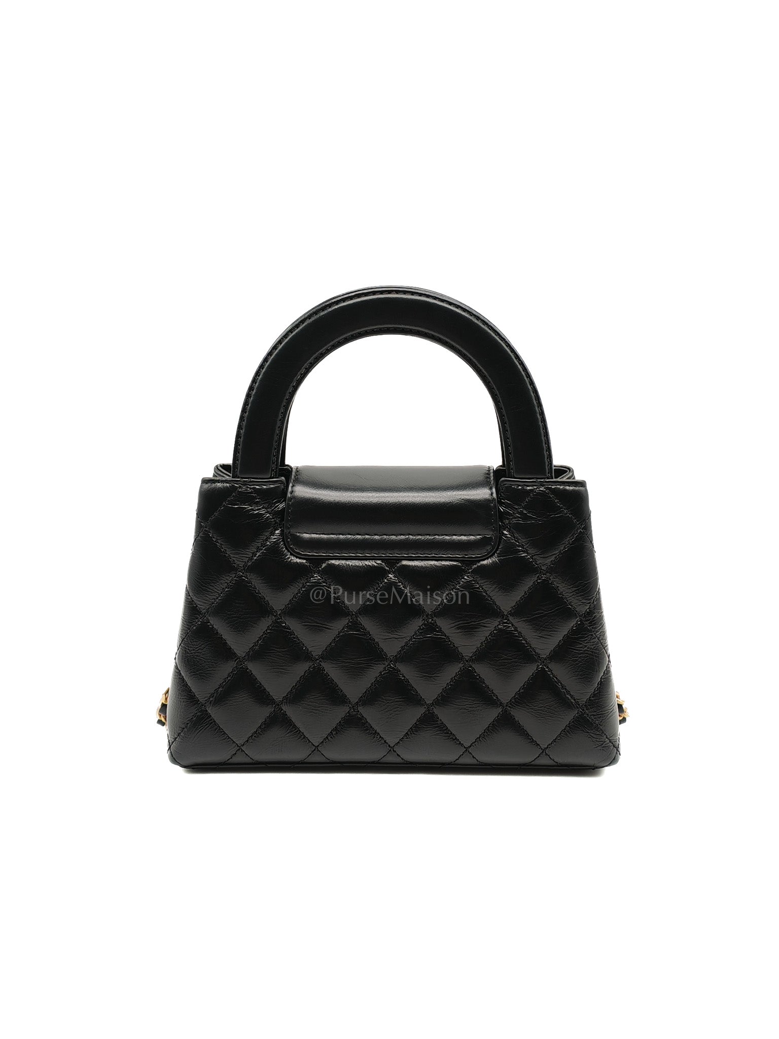 CC Kelly Small in Black Calfskin Leather & Aged Gold Hardware (Microchip)