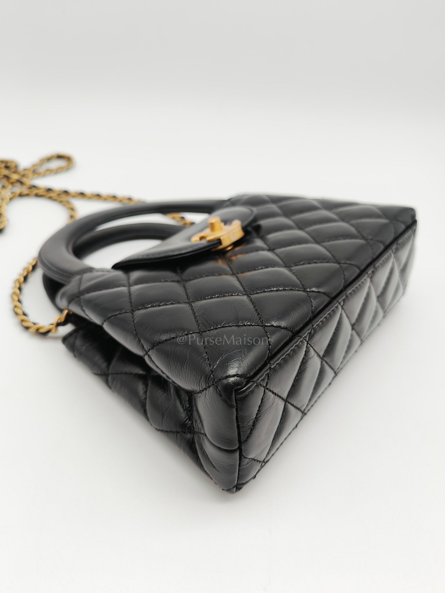CC Kelly Small in Black Calfskin Leather & Aged Gold Hardware (Microchip)