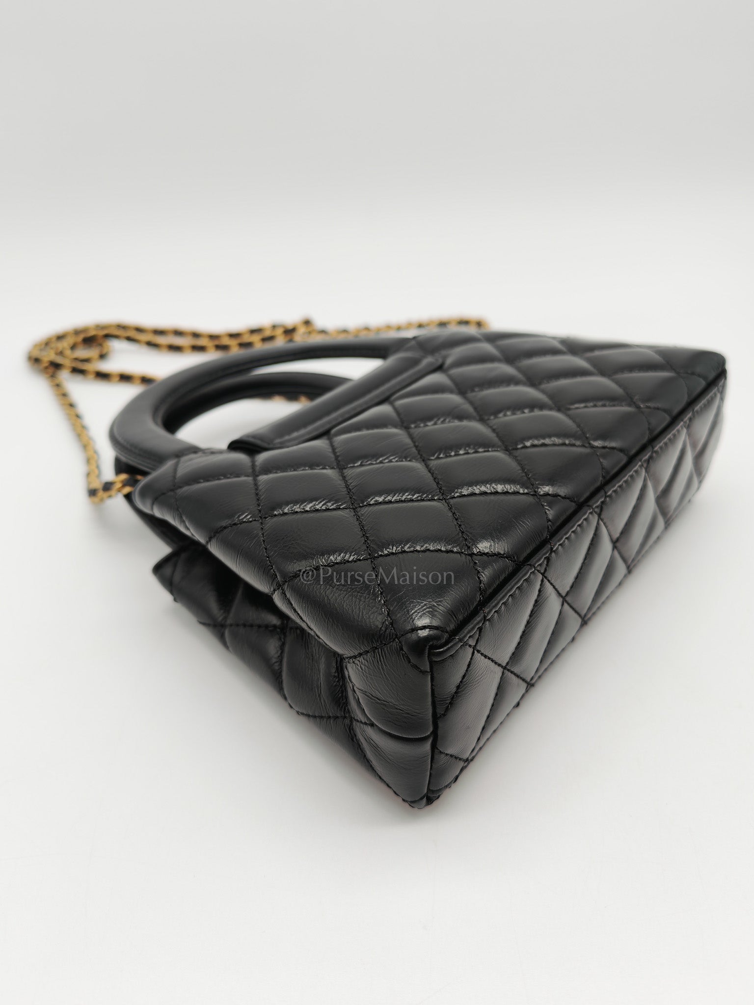 CC Kelly Small in Black Calfskin Leather & Aged Gold Hardware (Microchip)