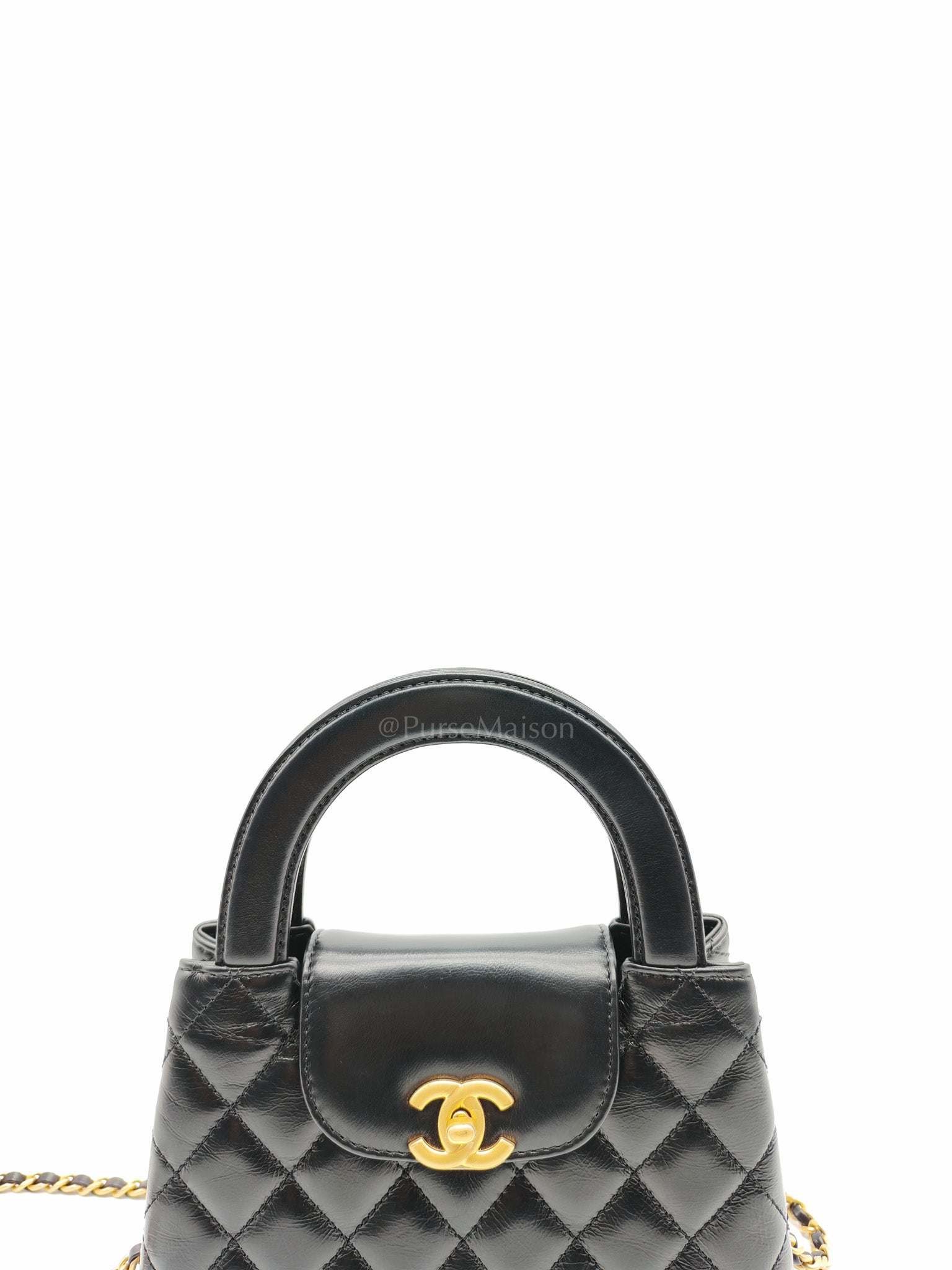 CC Kelly Small in Black Calfskin Leather & Aged Gold Hardware (Microchip)