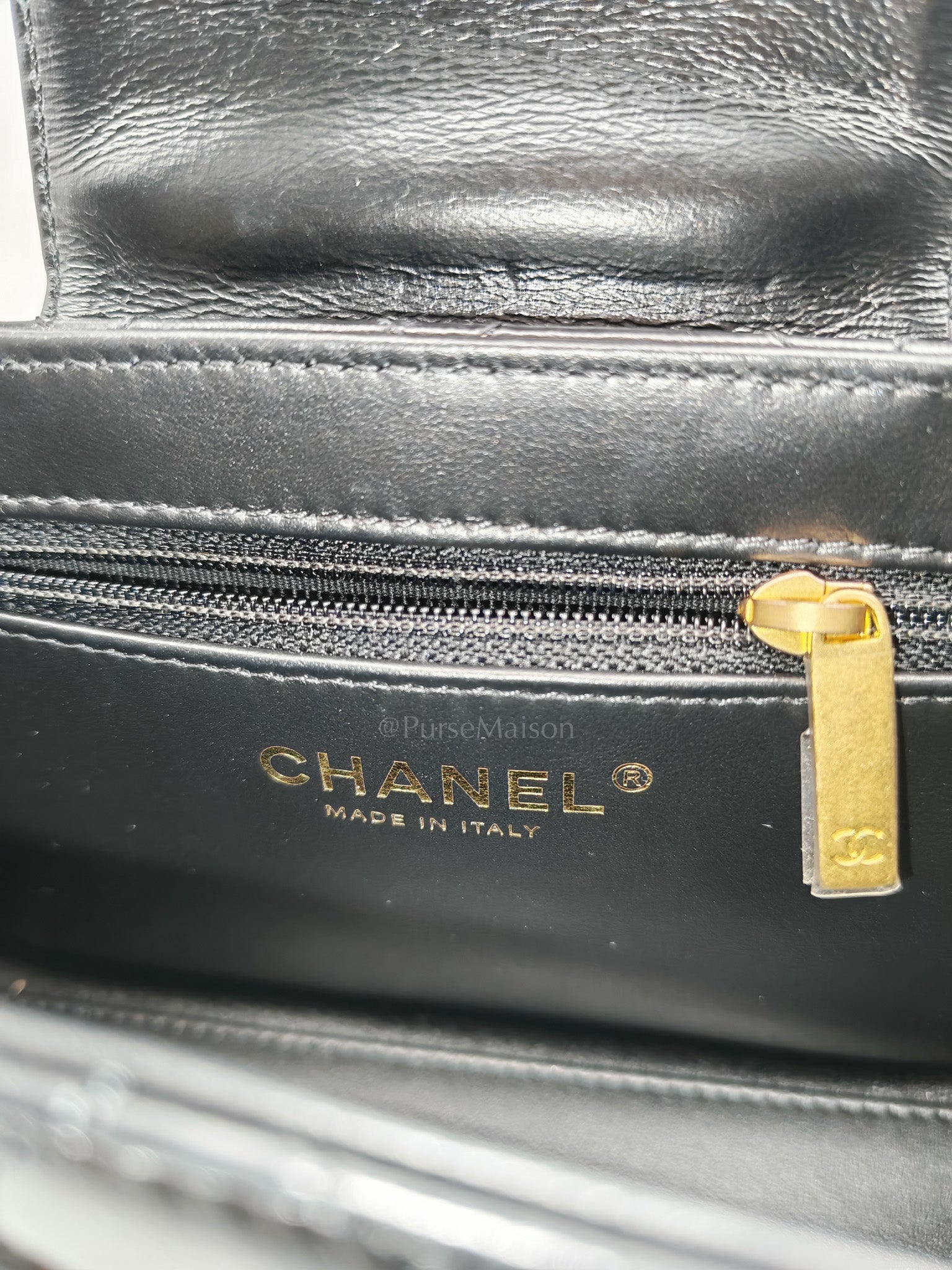 CC Kelly Small in Black Calfskin Leather & Aged Gold Hardware (Microchip)