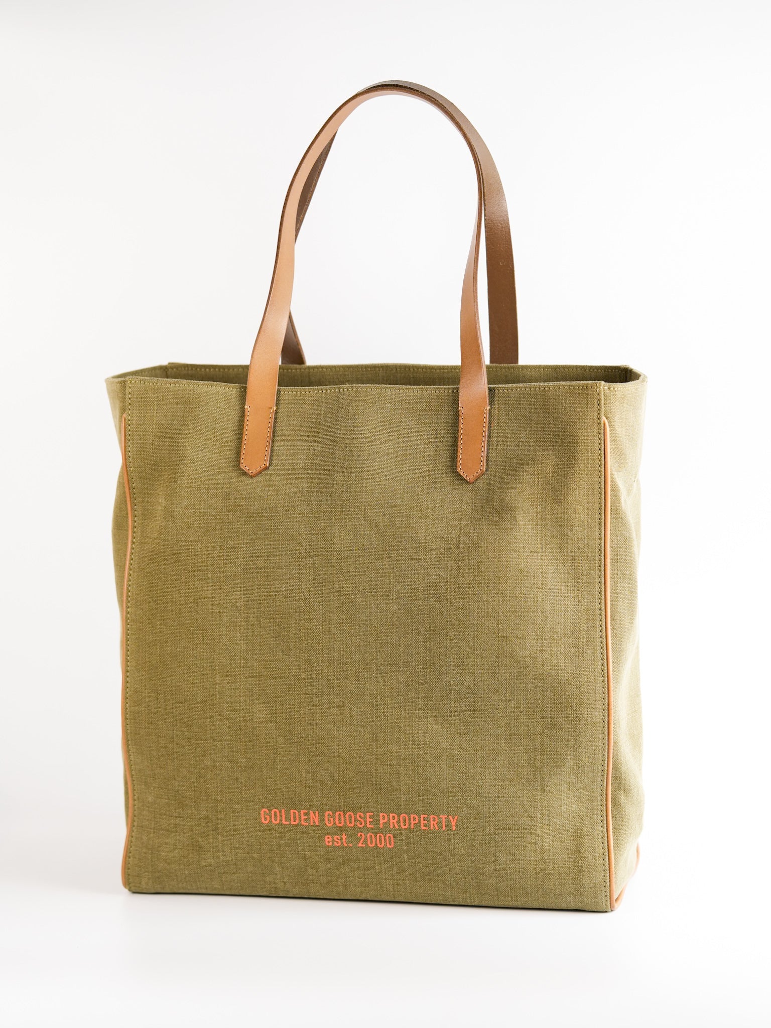 California Bag North South “Golden Goose Property” in Lichen Green/Brown/Orange Size U | Purse Maison Luxury Bags Shop