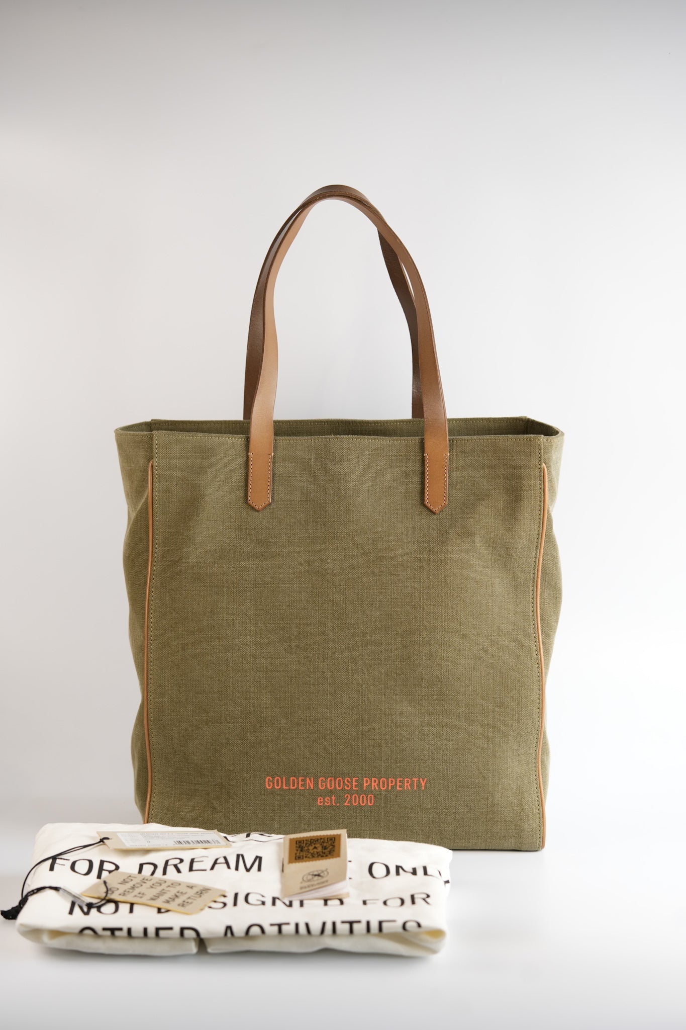 California Bag North South “Golden Goose Property” in Lichen Green/Brown/Orange Size U | Purse Maison Luxury Bags Shop