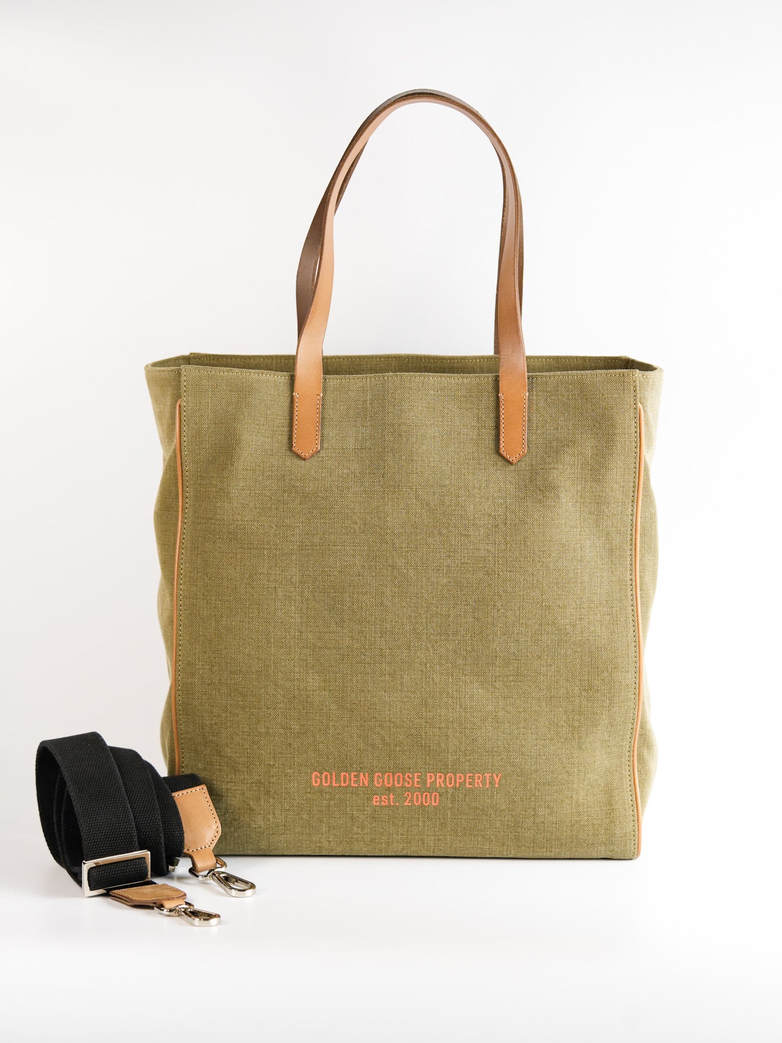 California Bag North South “Golden Goose Property” in Lichen Green/Brown/Orange Size U | Purse Maison Luxury Bags Shop