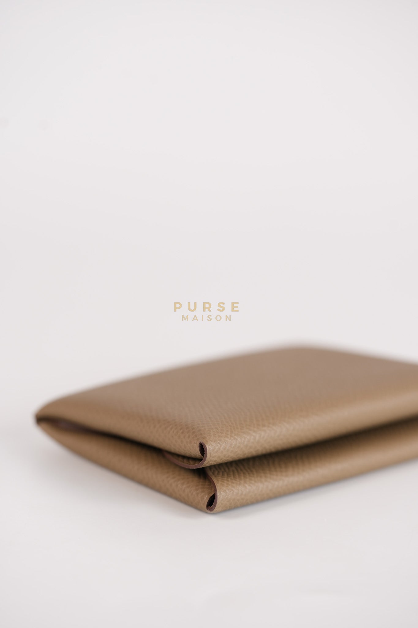 Calvi Card Holder in Etoupe Epsom Leather & Palladium Hardware Stamp W (2024) | Purse Maison Luxury Bags Shop