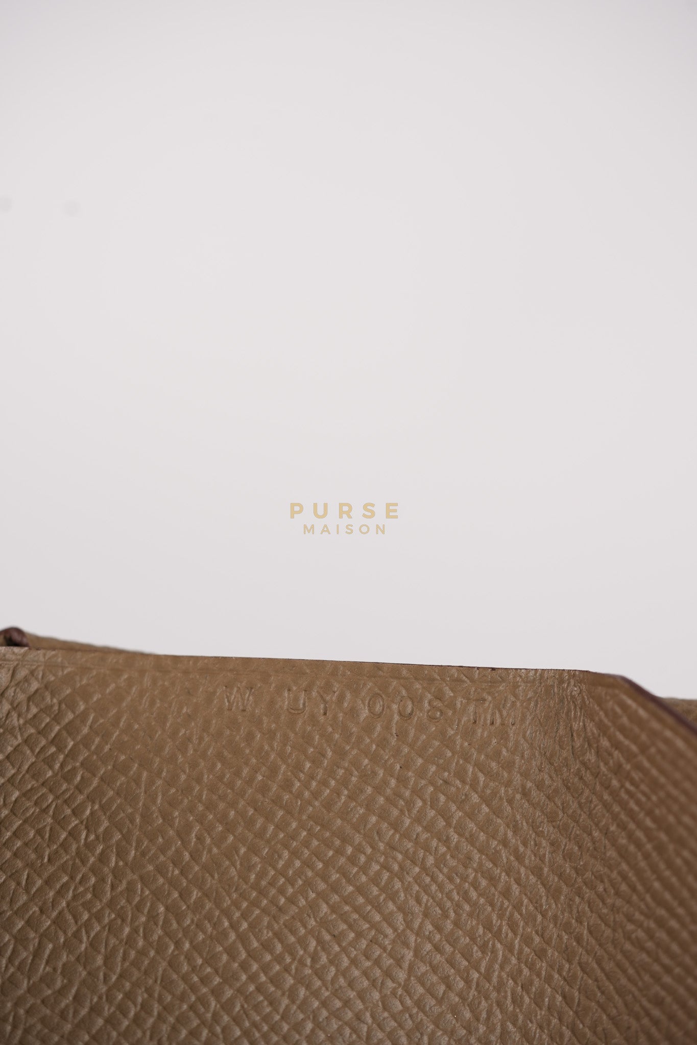 Calvi Card Holder in Etoupe Epsom Leather & Palladium Hardware Stamp W (2024) | Purse Maison Luxury Bags Shop
