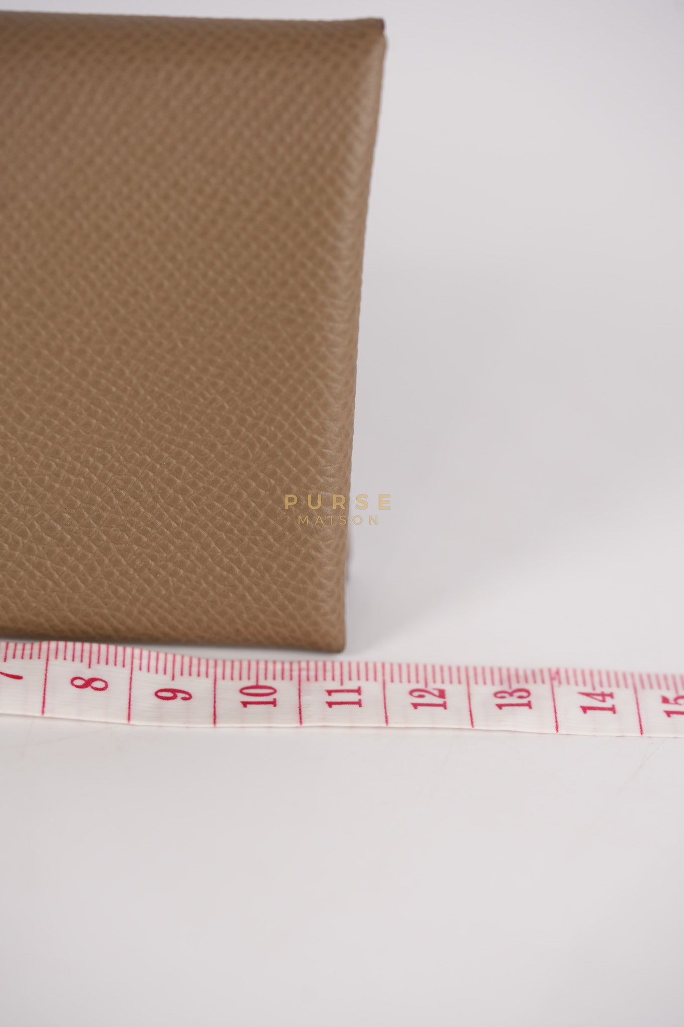 Calvi Card Holder in Etoupe Epsom Leather & Palladium Hardware Stamp W (2024) | Purse Maison Luxury Bags Shop