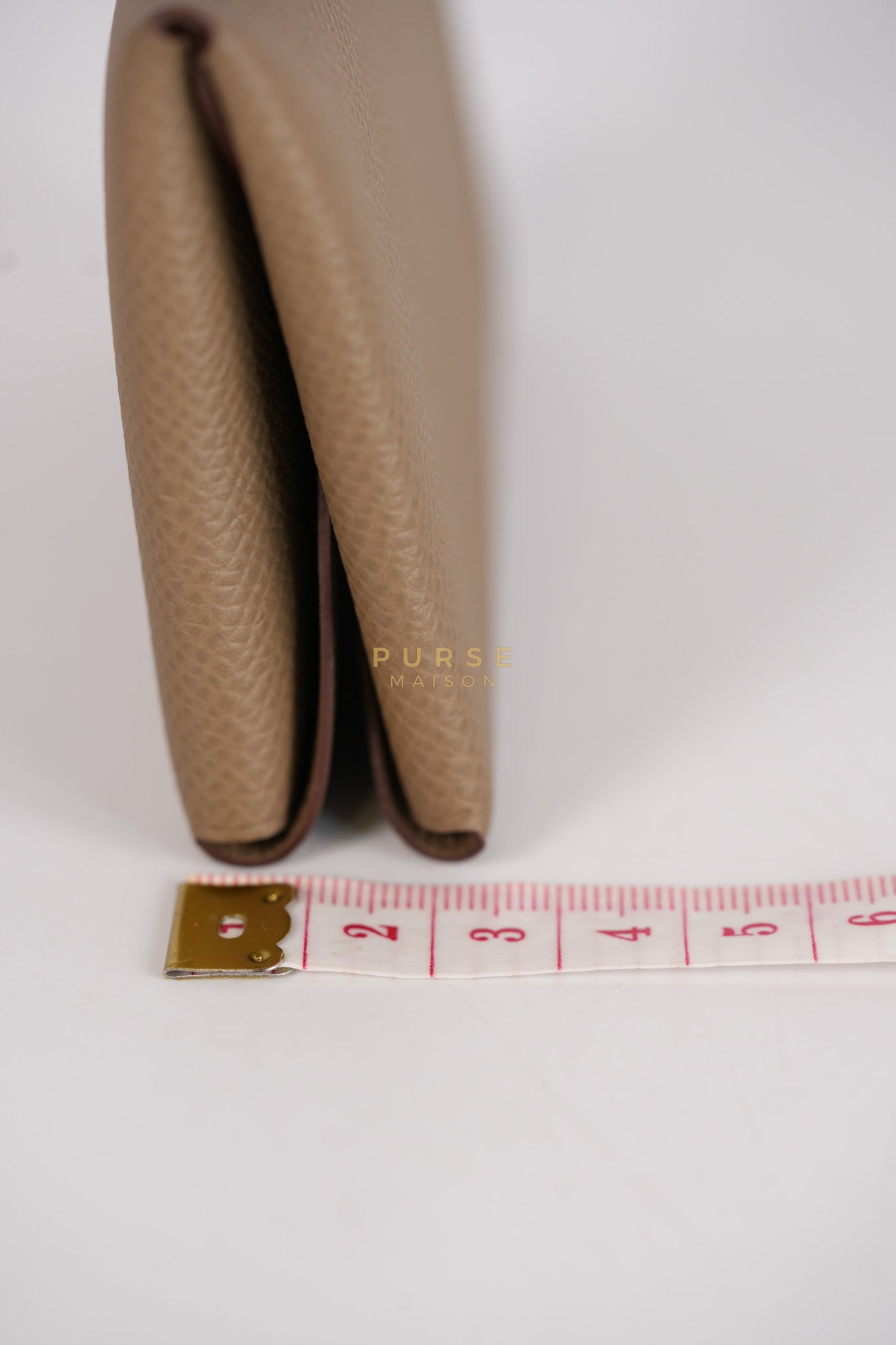 Calvi Card Holder in Etoupe Epsom Leather & Palladium Hardware Stamp W (2024) | Purse Maison Luxury Bags Shop