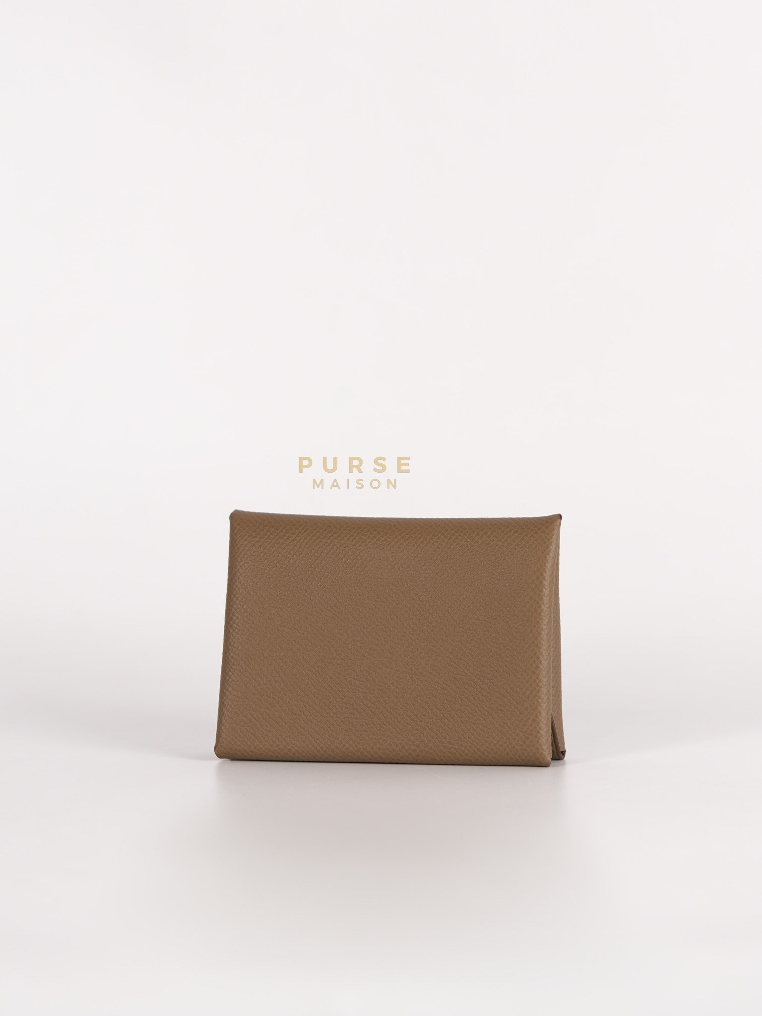 Calvi Card Holder in Etoupe Epsom Leather & Palladium Hardware Stamp W (2024) | Purse Maison Luxury Bags Shop