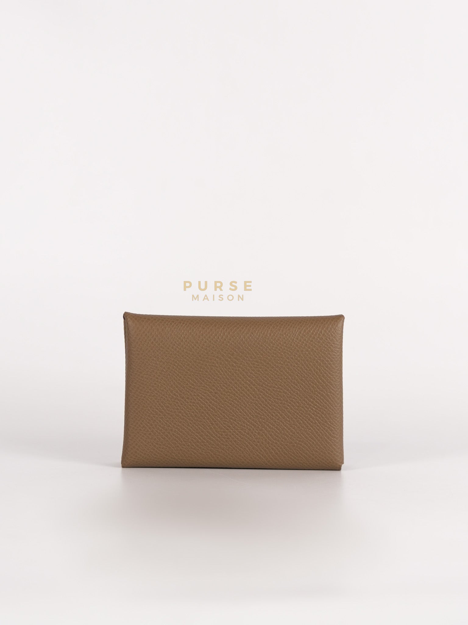 Calvi Card Holder in Etoupe Epsom Leather & Palladium Hardware Stamp W (2024) | Purse Maison Luxury Bags Shop